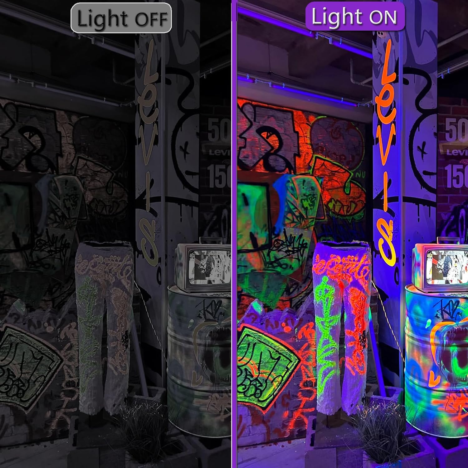 2 Pack 20W Black Light, floodlight Black Light, 1.5m Power Plug with Switch, Suitable for Parties, Halloween Bars, Decorative Stages, Outdoor UV Light IP66 Waterproof (2)