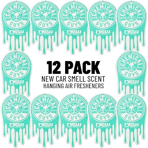 Chemical Guys Hanging Air Fresheners - New Car Scent for Cars, Trucks, SUVs, RVs, Home, Office, Work, Dorm Room, & More - 12 Pack - AIR41304