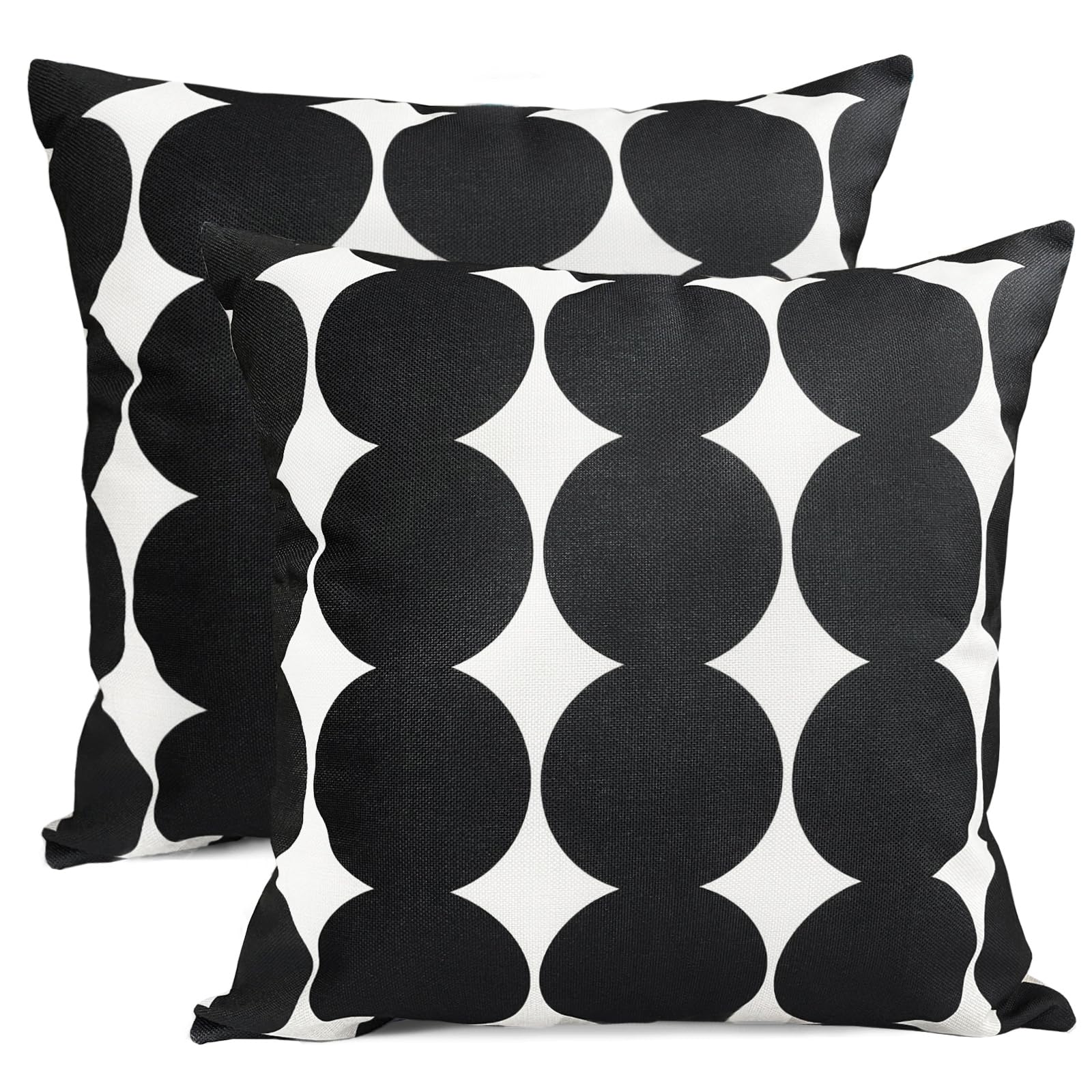 RYSMIYOU Decorative Throw Pillow Covers Set of 2 Black Fashion Polka dot Pillow Covers 20x20 Inch Throw Pillow Cover Linen Pillowcase Farmhouse