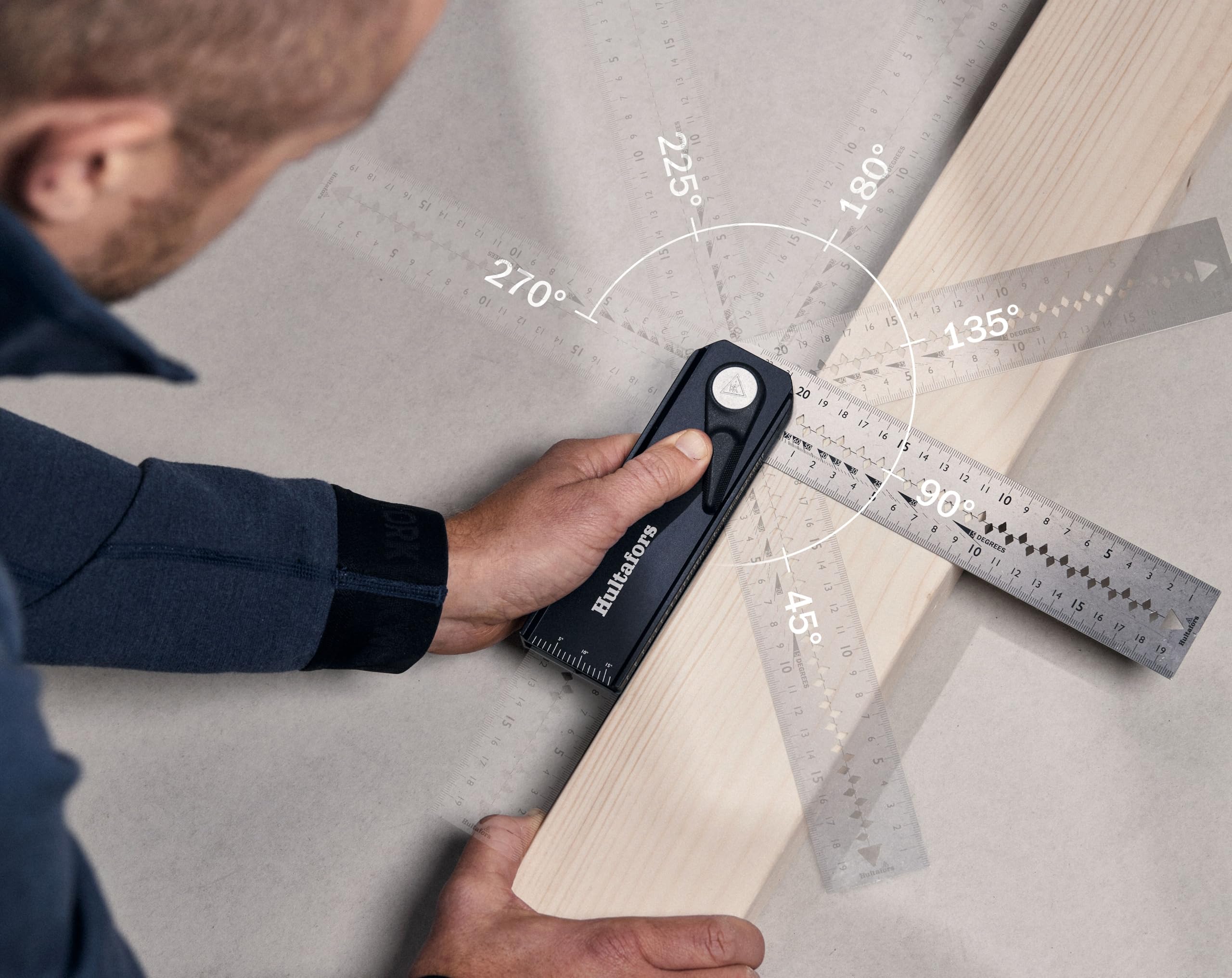 Verstellbarer Winkel von Hultafors I CNC gefräst I Made in EU I Rotierbares Winkeleisen mit Mittellinie und Anreißkerben I Toleranz von ±0,06° (±1 mm/m) I 256023