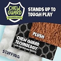 Vista 4 de goDog Checkers Skinny Pig Tough Plush Toy with Chew Guard Technology, Durable Checkered Fabric & Squeaker for Active Play, Small