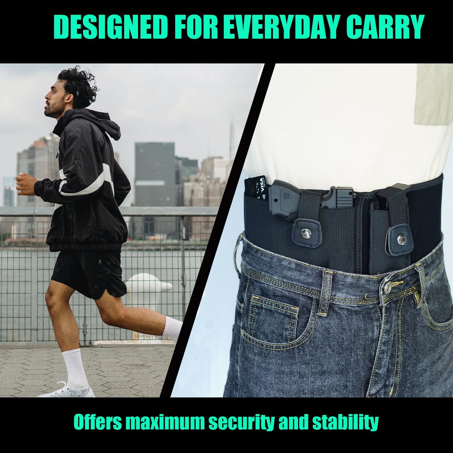 Belly Band Holster for Men & Women - Comfortable Carry Gun Holster with Breathable Neoprene, Fits Glock 19 17 42 43X, S&W M&P Shield, Ruger LCP for Most Pistols and Revolvers - Image 6