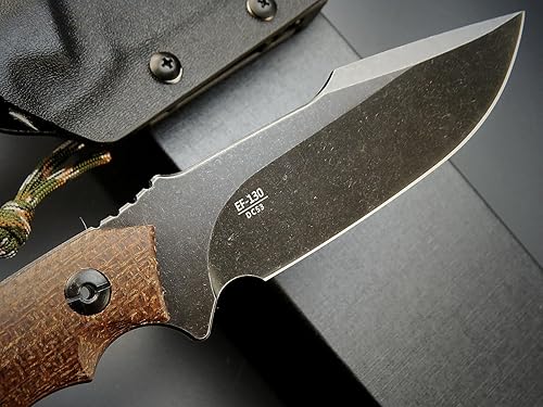 Miniatura 4 de Eafengrow EF130 Cuchillo de hoja fija, hoja de acero DC53, mango G10Micarta de espiga completa EDC Cuchillos fijos Cuchillo recto para trabajar,