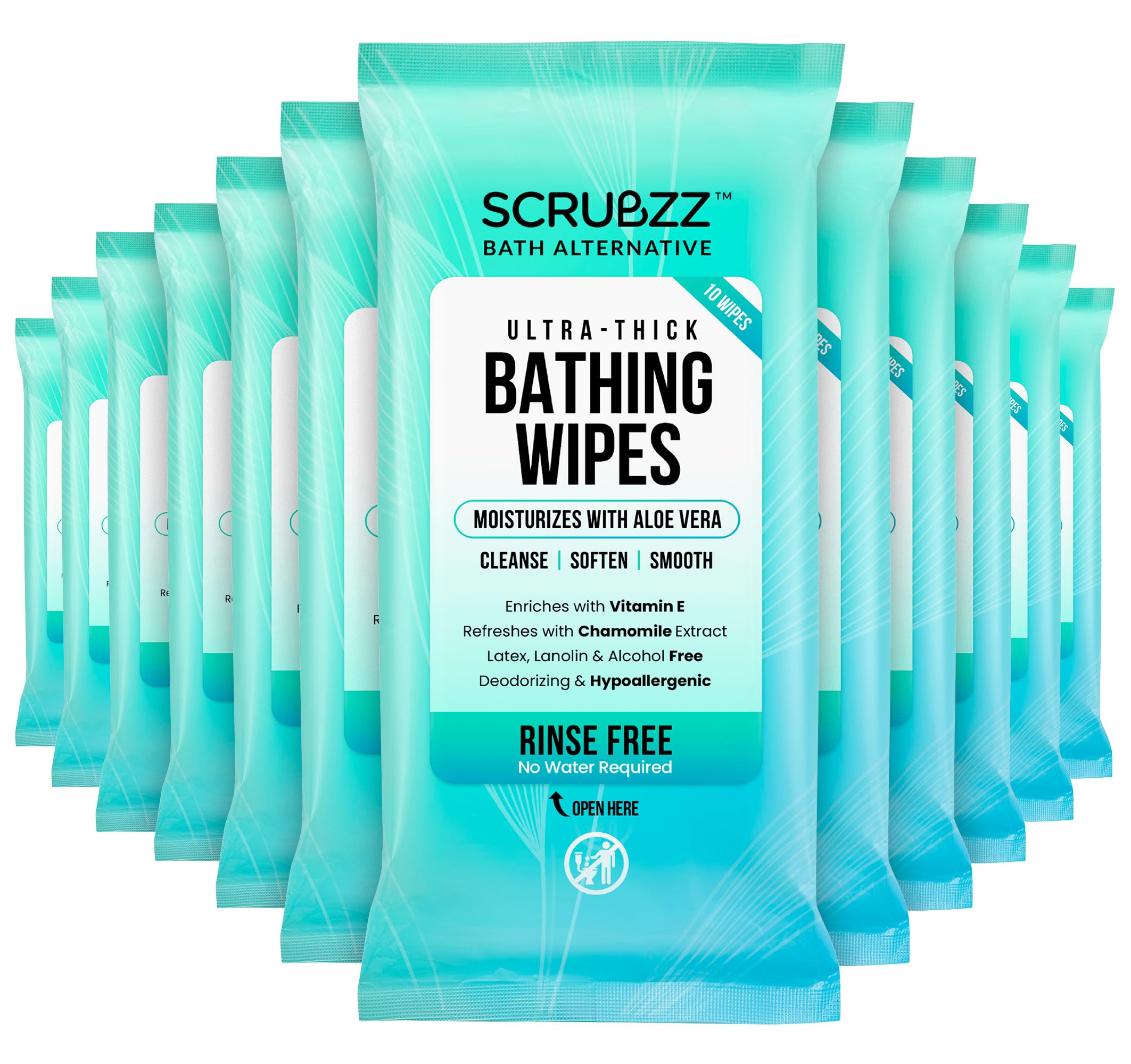 Extra Large Bath Wipes for Adults No Rinse - 120 Disposable Body Cleansing Cloths for Men Women Elderly