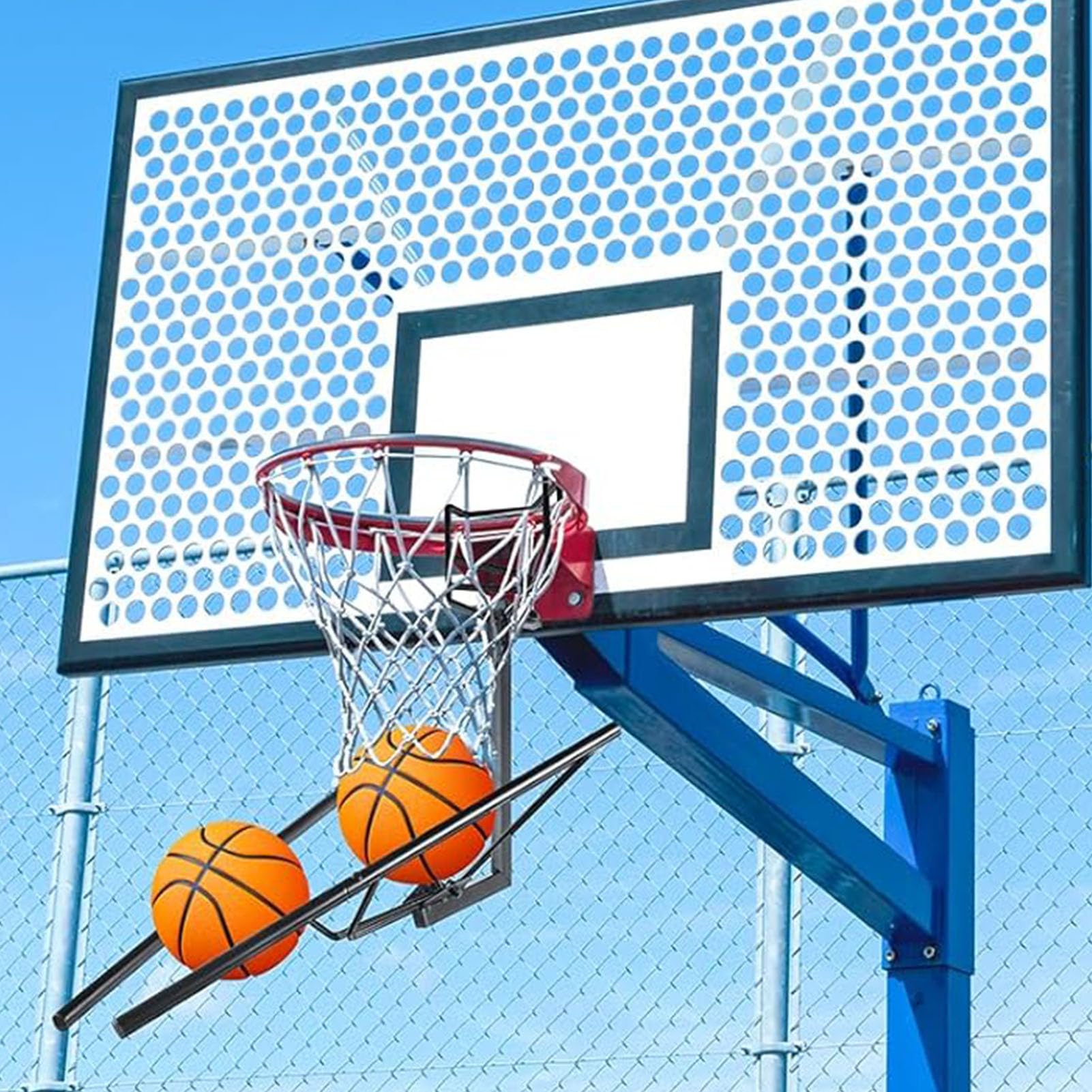 Bewinner Basketball-Return-Aufsatz, Stabile Basketball-Return-Trainingshilfe aus Metall, Einfache Installation, Robustes Basketball-Zubehör für Training und -Schießübungen