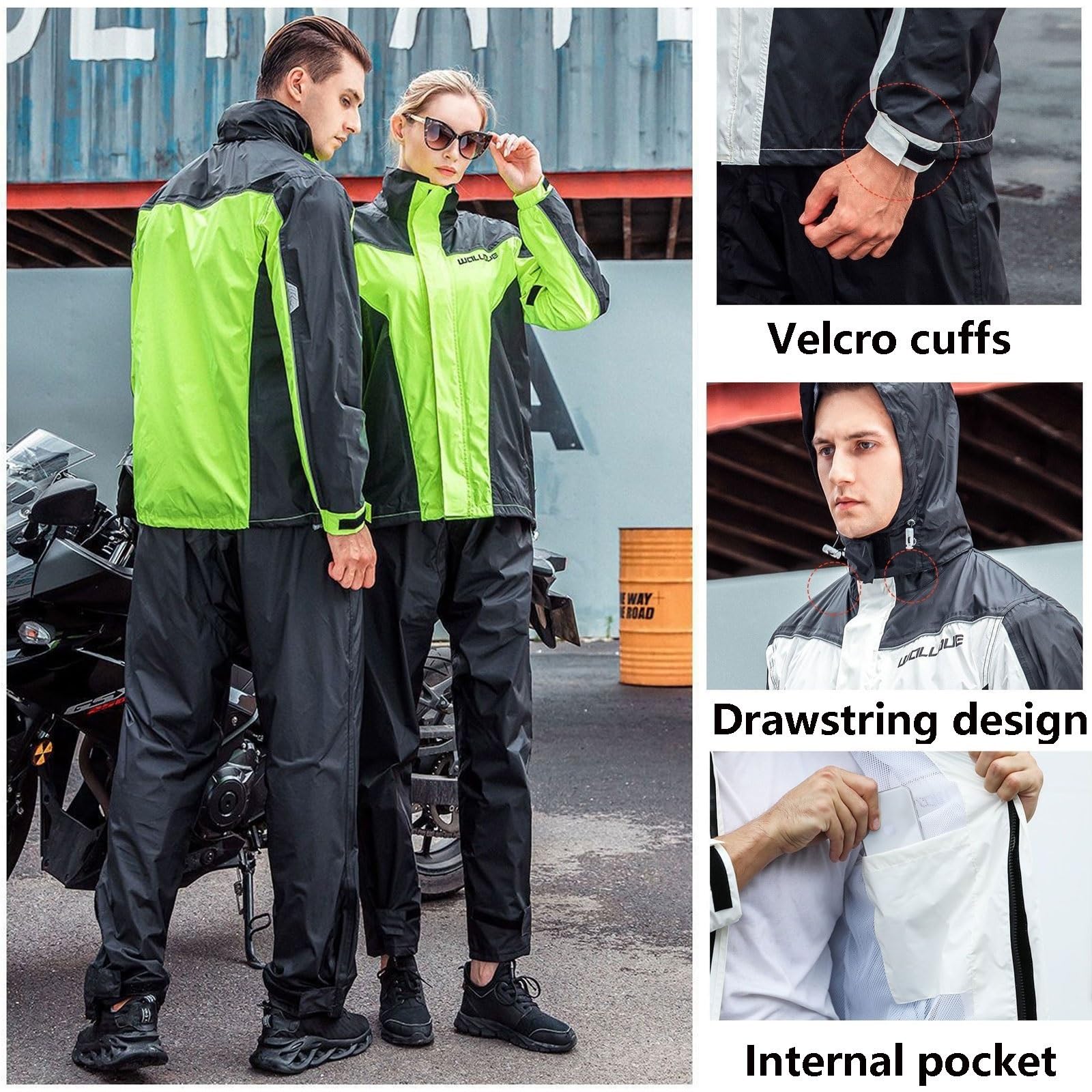 Regenanzug Herren Damen,Wasserdicht Atmungsaktiv Motorrad Regenkombi Regenbekleidung Motorrad Regenmantel Jacke Hose unterteile Set Anzug Arbeit Camping ​Angeln