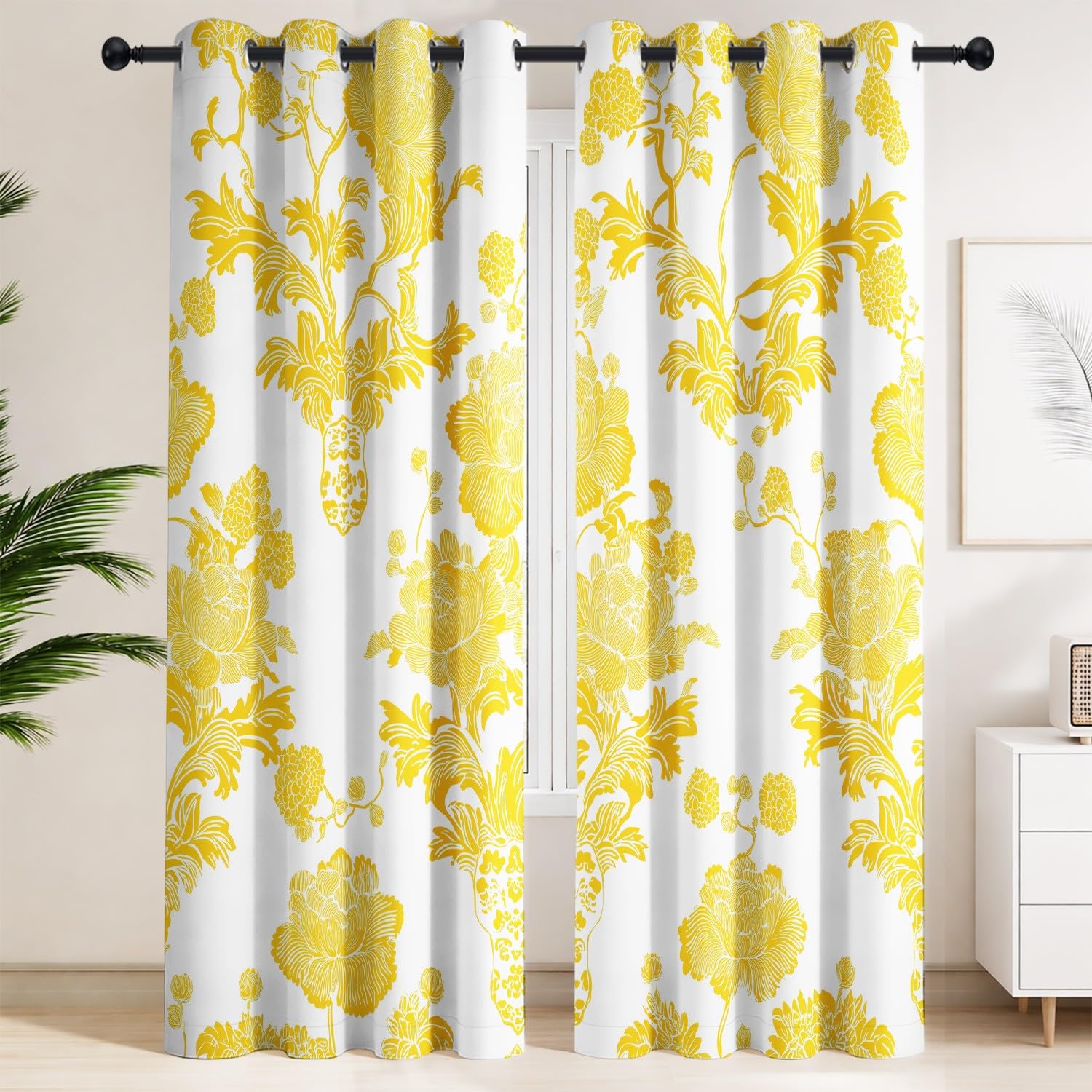 Rideau floral chinoiserie vintage occultant 117x137cm