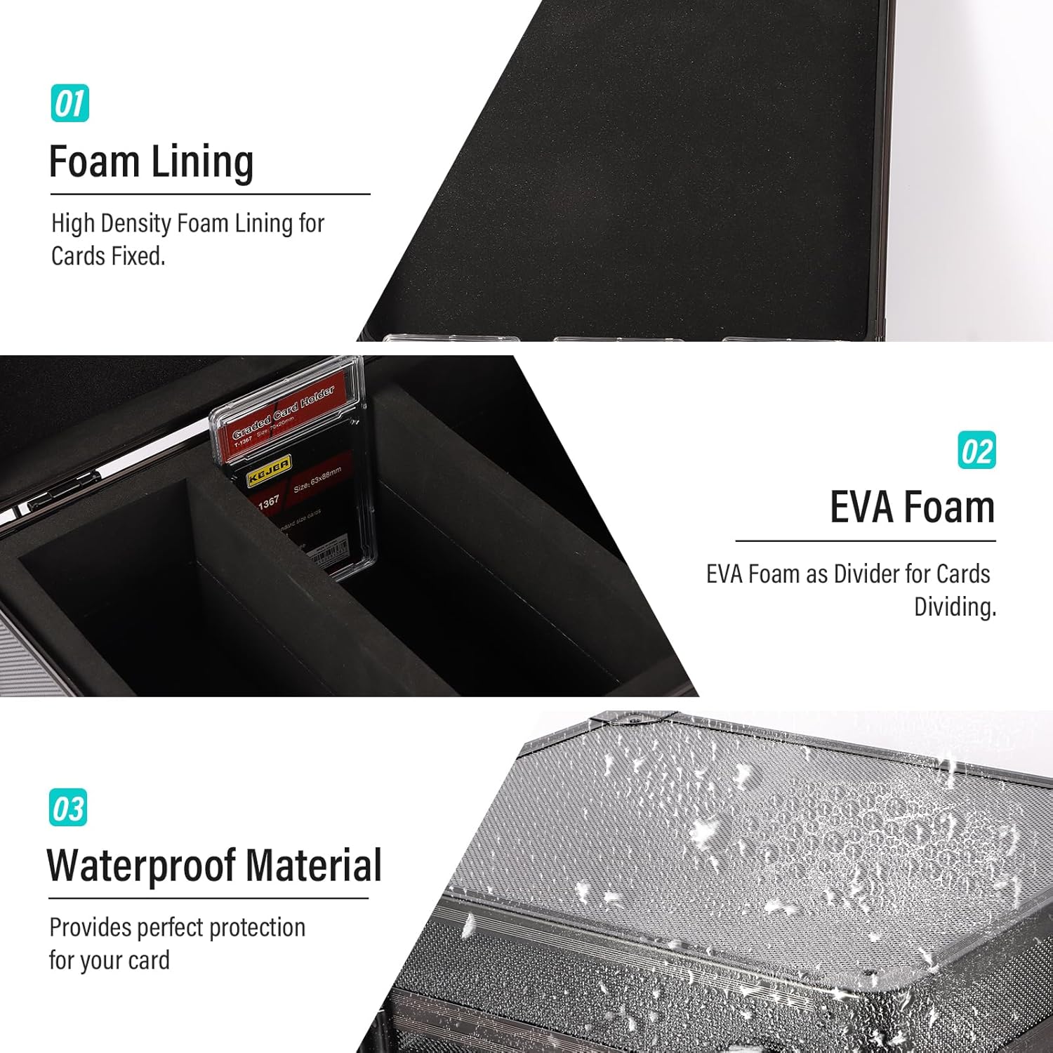 EcoVibe Graded Card Case, Aluminum Alloy Trading Card Storage Box with Carry Handle, Sports Card Case Holders with Dividers, Graded Card Storage Boxes Fits Psa, TCG, Csg, BGS, SGC Slabs