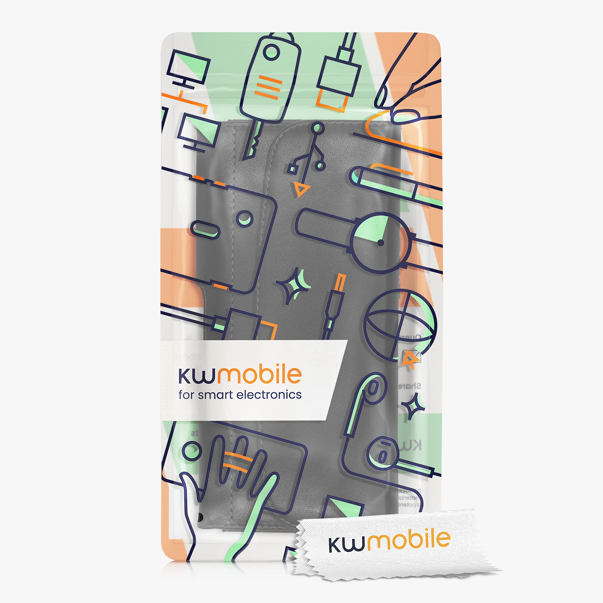 kwmobile etui na pasek 17,2 x 8,5 cm do smartfona - uniwersalne etui z imitacji skóry - torba na telefon z uchwytem na karty - czarne