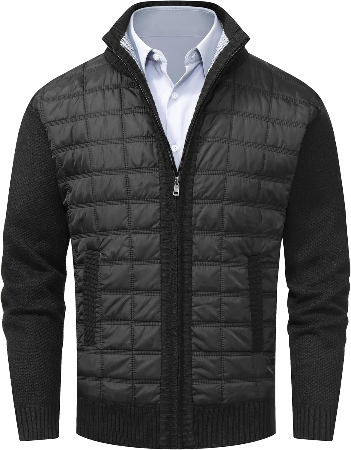 VtuAOL Men's Cardigan Sweaters Casual Full Zip Sweaters Knitted Cardigan with Pockets