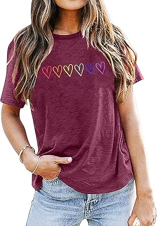 Rainbow Heart Pride Shirt For Women - LGBTQ+ Equality Ally Short Sleeve Tee