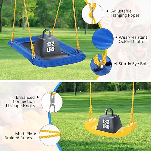 Miniatura 5 de Plohee Juego de columpios de 400 libras para patio trasero  Juego de columpios multifunción 4 en 1 para niños al aire libre soporte de columpio