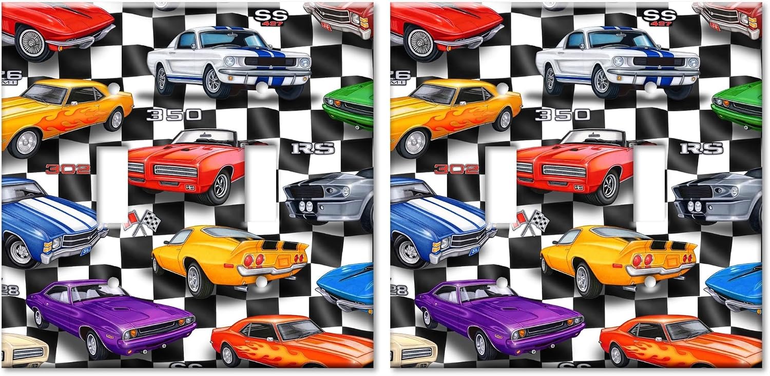 Art Plates - Muscle Cars Switch Plate - Double Toggle (Pack of 2)