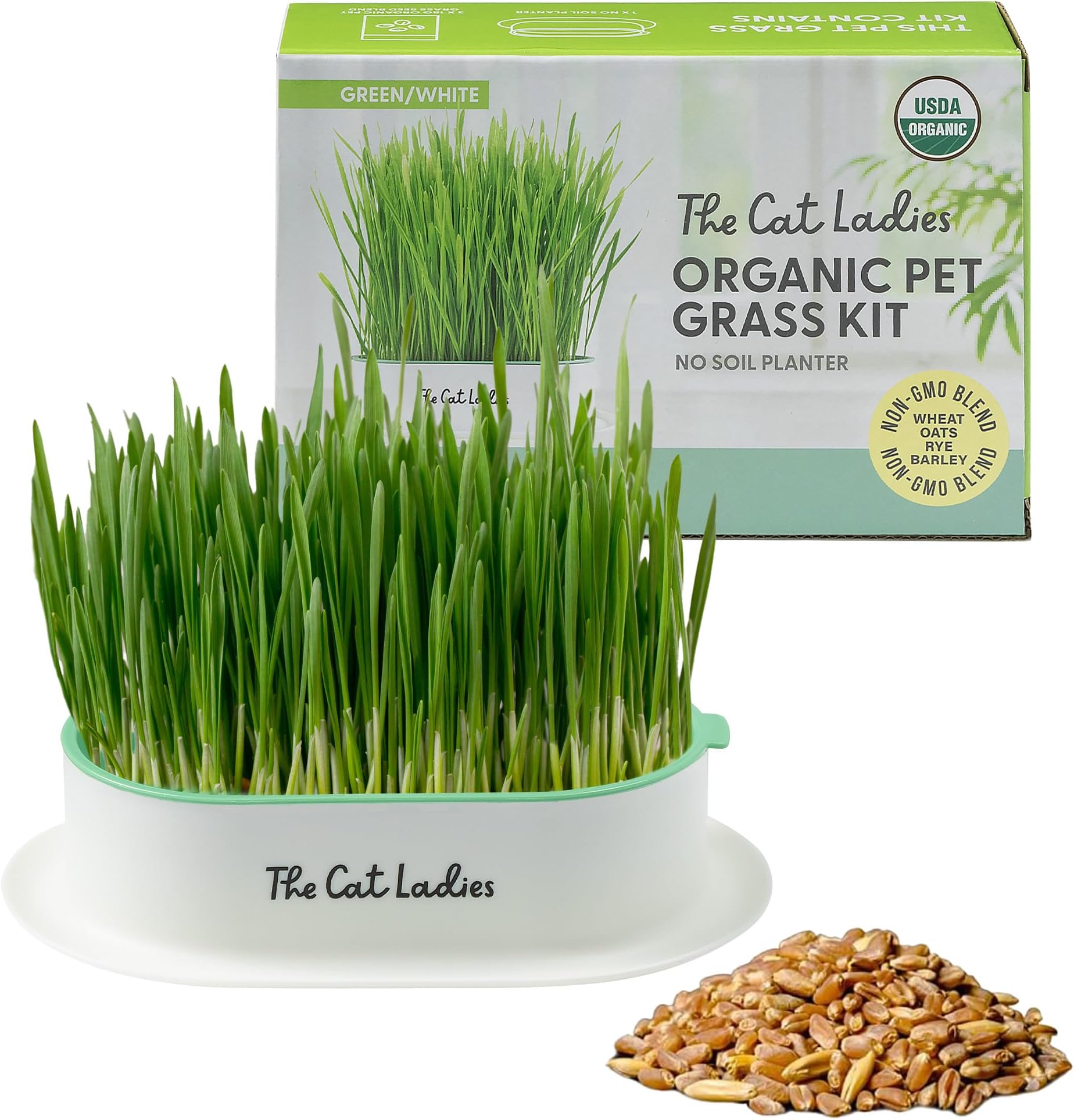 Hydroponic Cat Grass Growing Kit - Pet Grass Seed for Indoor Cats - Fast Growing Soil Free Catnip Plant Seeds to Grow Kitten Safe Plants - Just Add Water