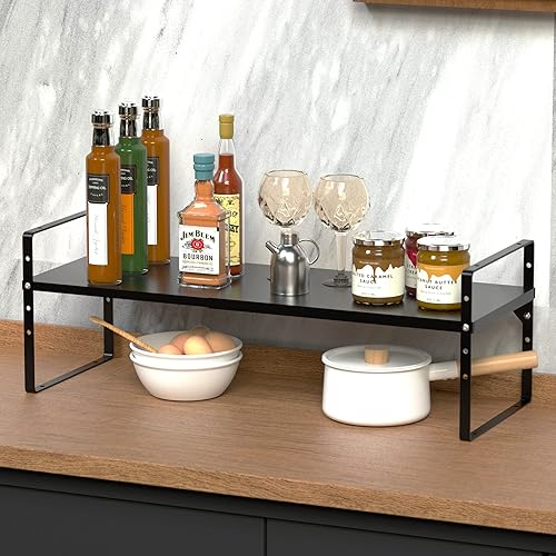 Miniatura 2 de ARCCI Organizador de estantes de gabinete expandibles, estantes de almacenamiento de despensa de metal apilables, estante de encimera de cocina