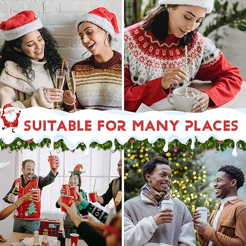 Miniatura 5 de 100 pajitas de Navidad – Pajitas de cóctel pequeñas y coloridas pajitas de papel kraft de agave a granel, para café, leche, jugo, cocciales y
