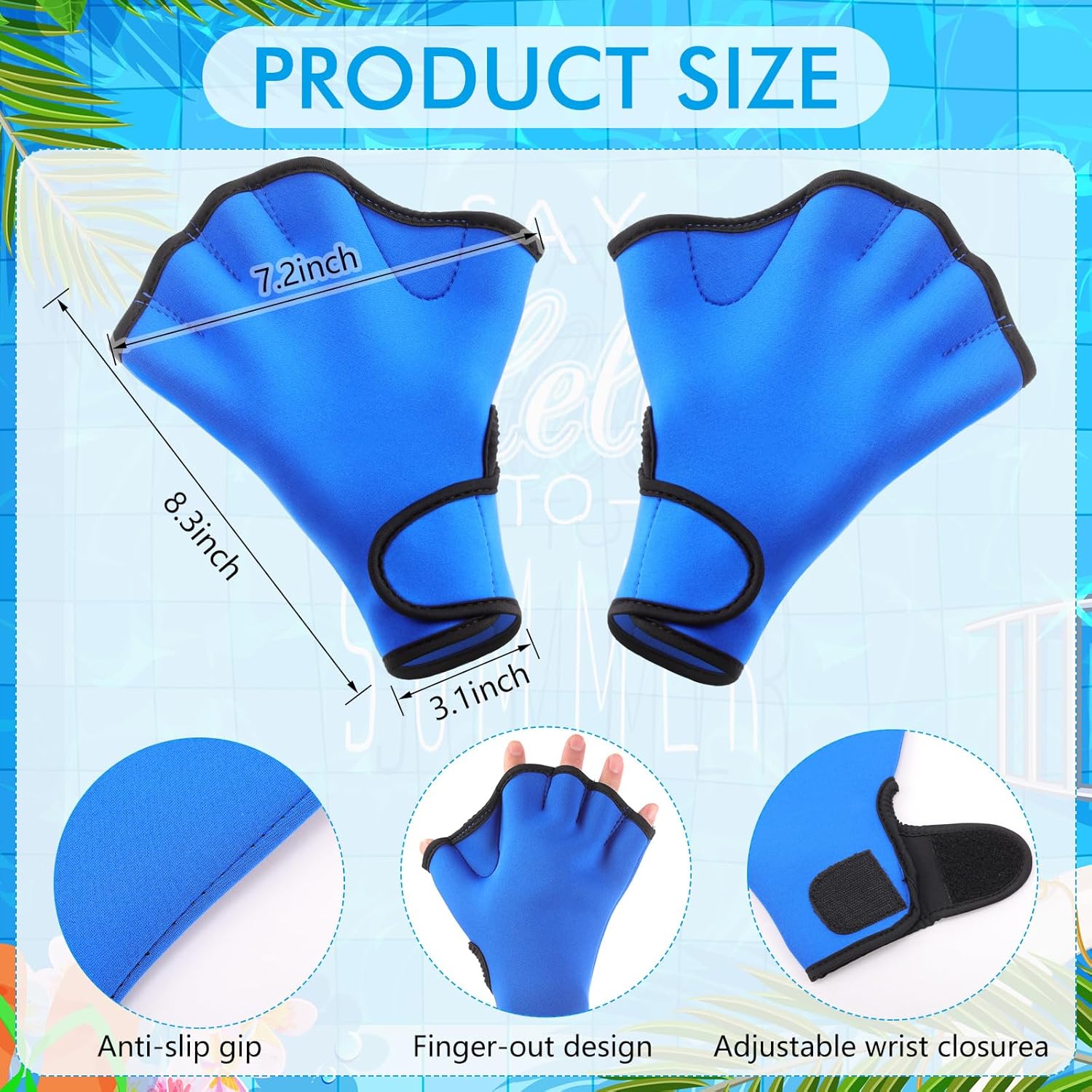 WinnerWhy Water Aerobics Set for Aquatic Exercise 1 Pair Swimming Glove 2 Pcs Foam Swim Aquatic Cuffs Water Weights Pool Resistance Fitness Equipment for Swimming Training Workouts