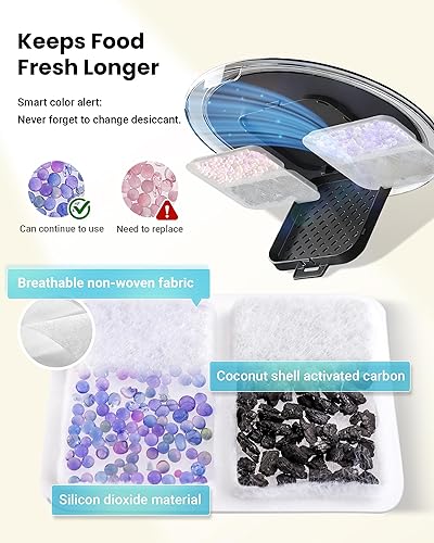 Miniatura 4 de Alimentador Automático para Gatos para 3 Gatos, Dispensador de Comida para Gatos de 6L/25 Tazas con Fuerte Sistema Anti-Atasco, Desecante de Doble