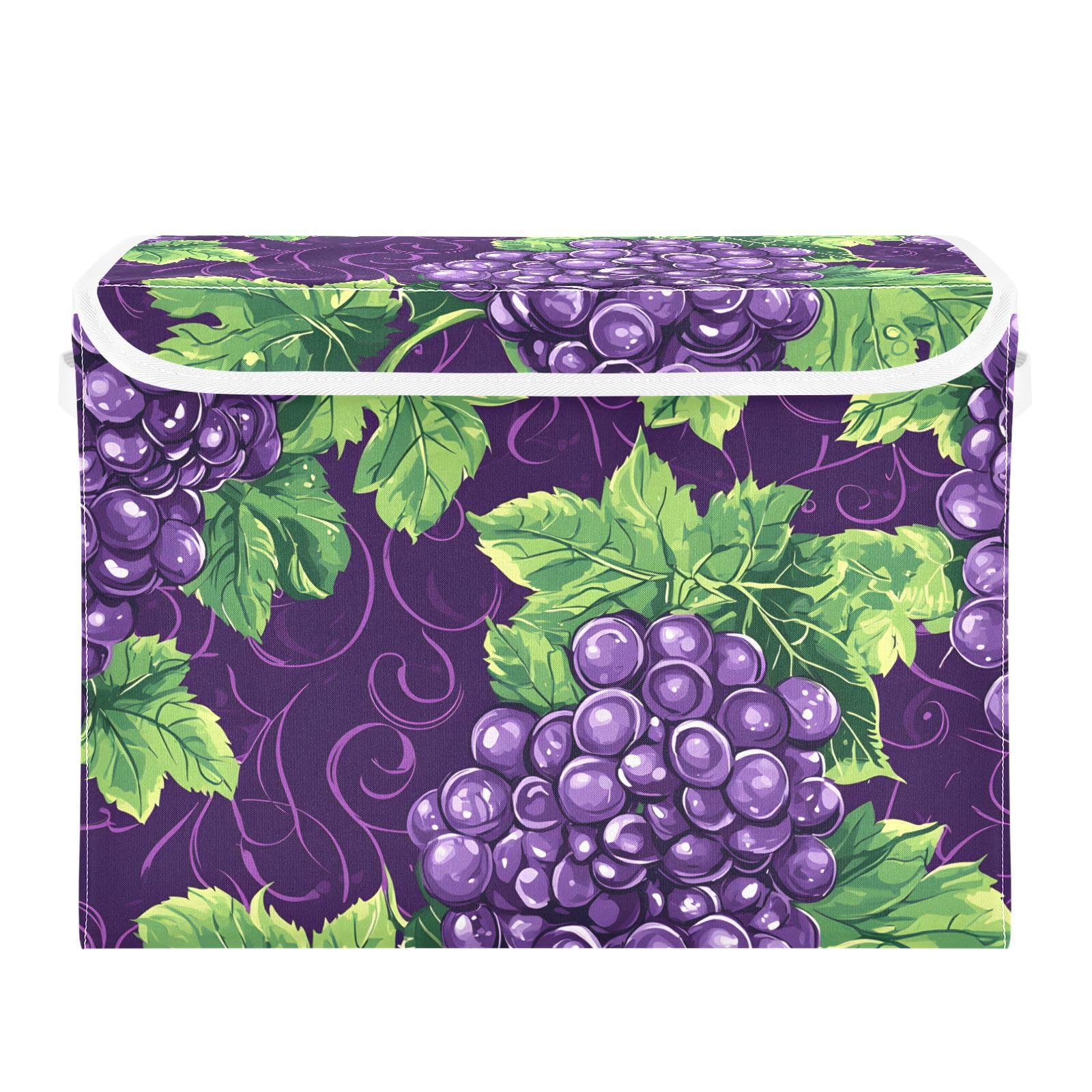 Boîtes de rangement pliables avec couvercle motif raisin violet Mnsruu pour placard