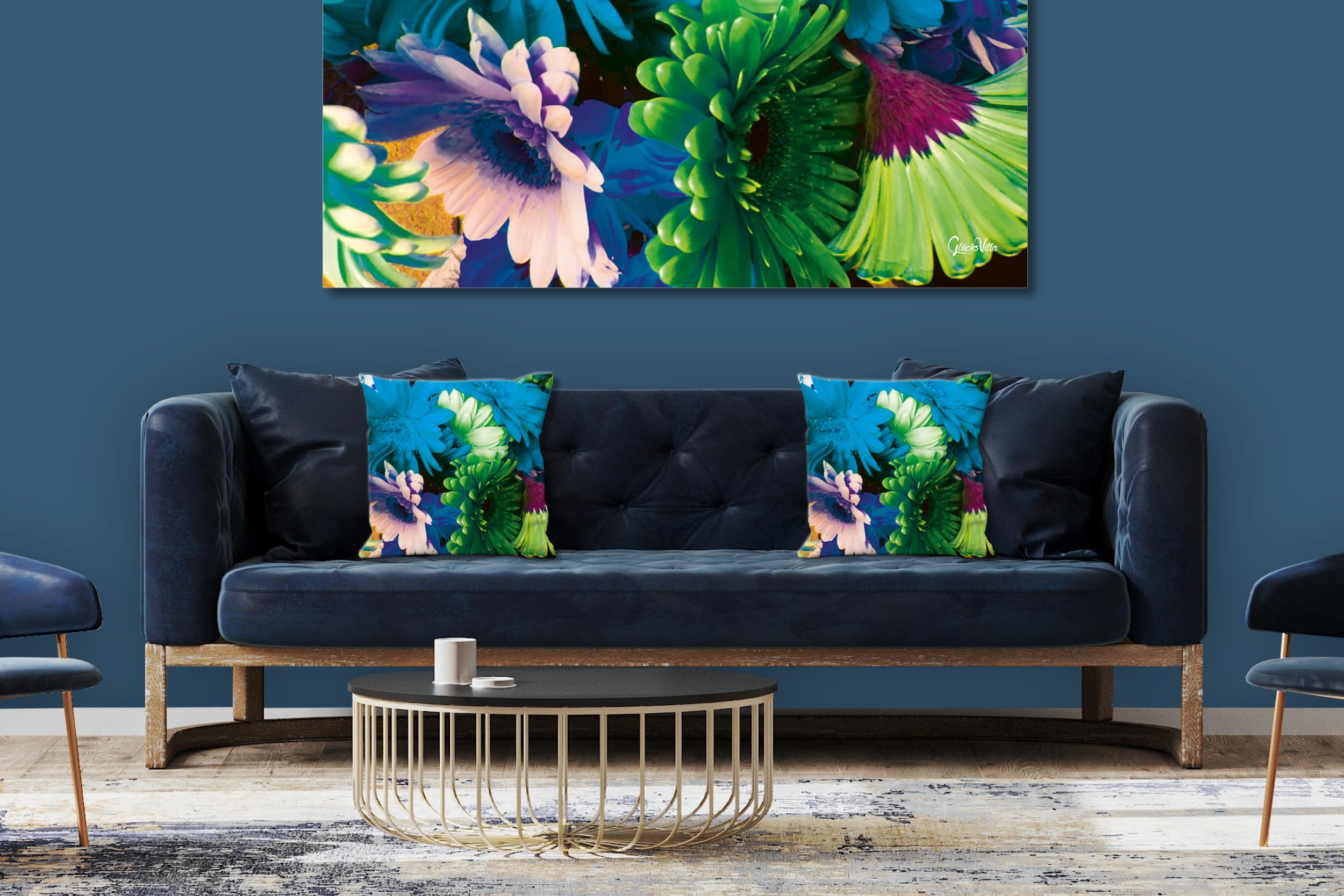 Flowers - Foto-Kissen-Hülle Set (2 STK.) 40 x 40 cm | Kissen-Bezüge - passend zu Wandbild - Deko-Kissen - Blume Blüte Pflanze Natur Garten