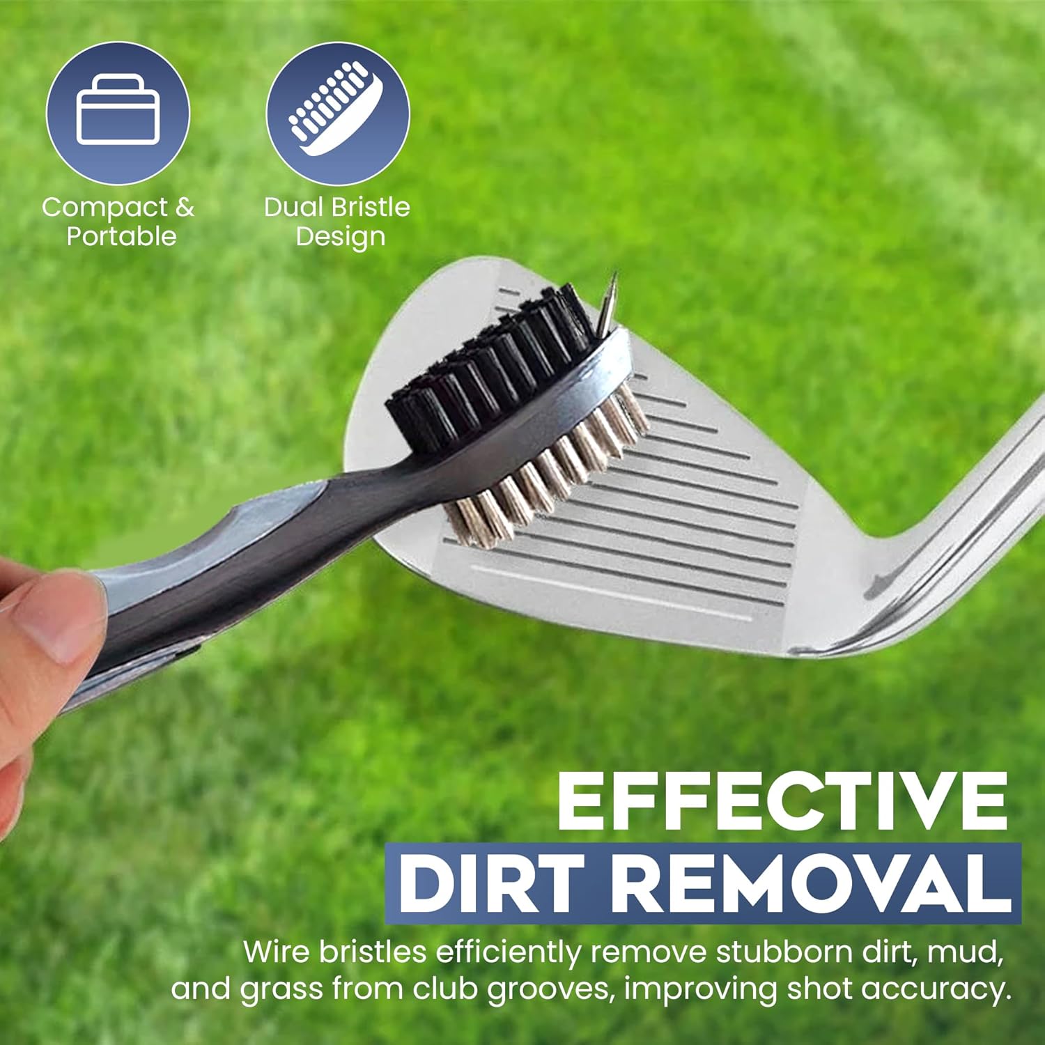 Magnetic Golf Towel | Brush & Groove Cleaner w/Retractable Carabiner | Camo Design Microfiber Towel | Strong Magnet for Firm Hold to Cart & Clubs | Accessories for Men & Women - Image 3