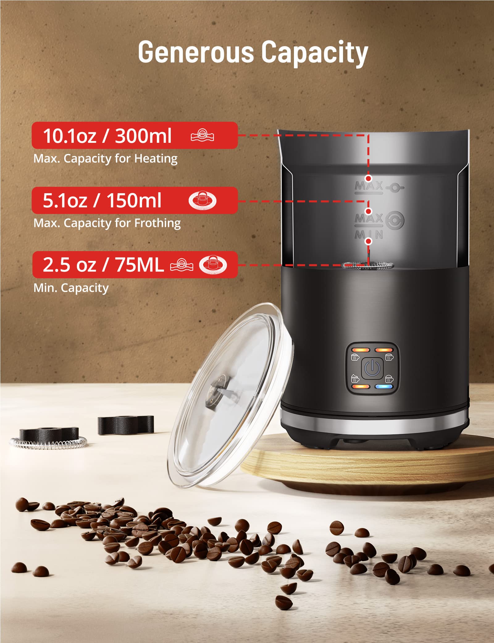 Mousseur à Lait Électrique 4 En 1 - TRAHOO - Paris Rhône