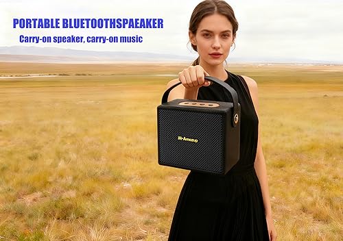 Miniatura 5 de Altavoces Bluetooth portátiles 5.3, altavoces inalámbricos de madera con graves, FMAUX, tarjeta TF y reproducción USB, subwoofer, altavoces modernos