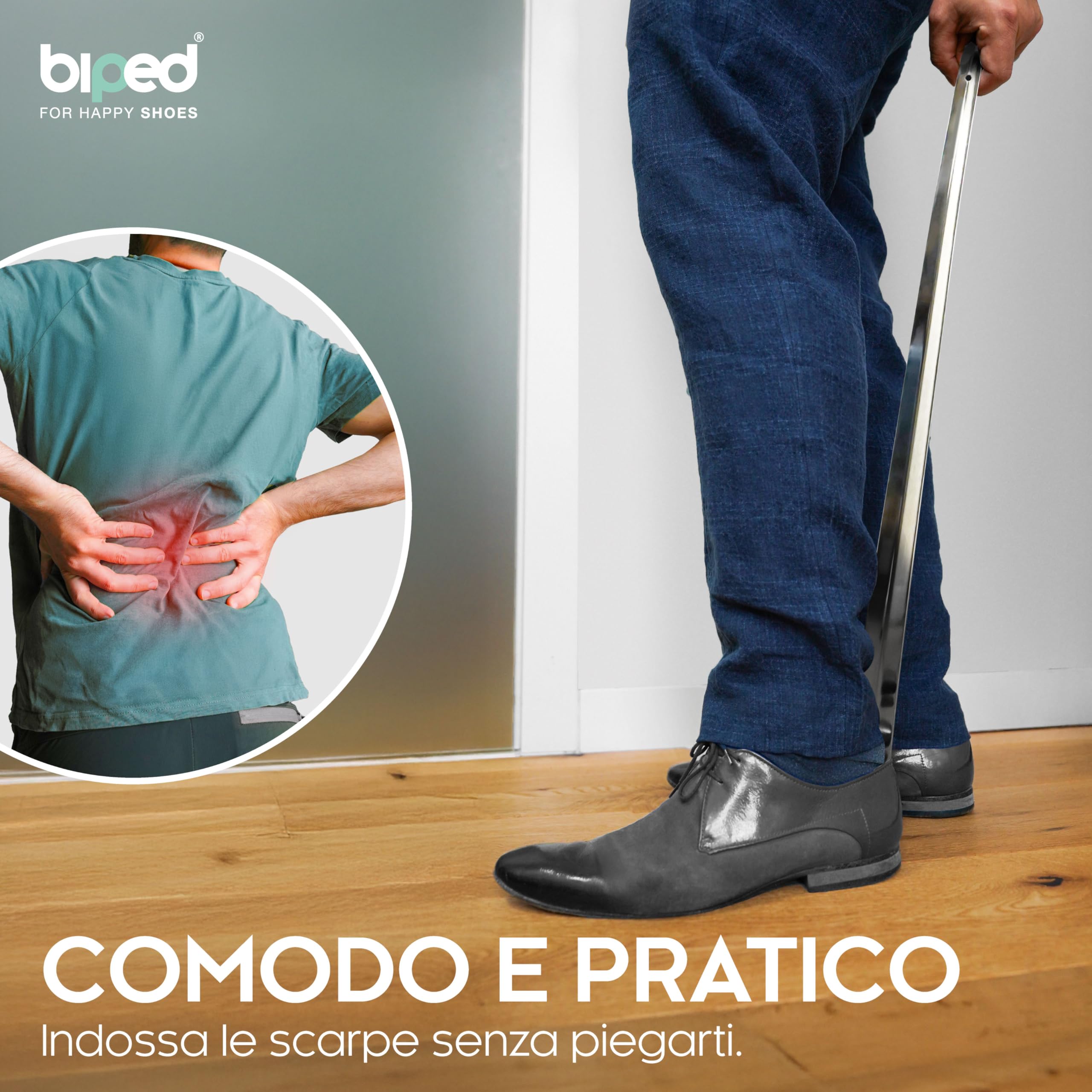 biped calzascarpe in metallo lungo 70 cm – calzante in acciaio inox con gancio per appenderlo – calzascarpe robusto ed elegante in metallo di alta qualità z2792(1 unità)