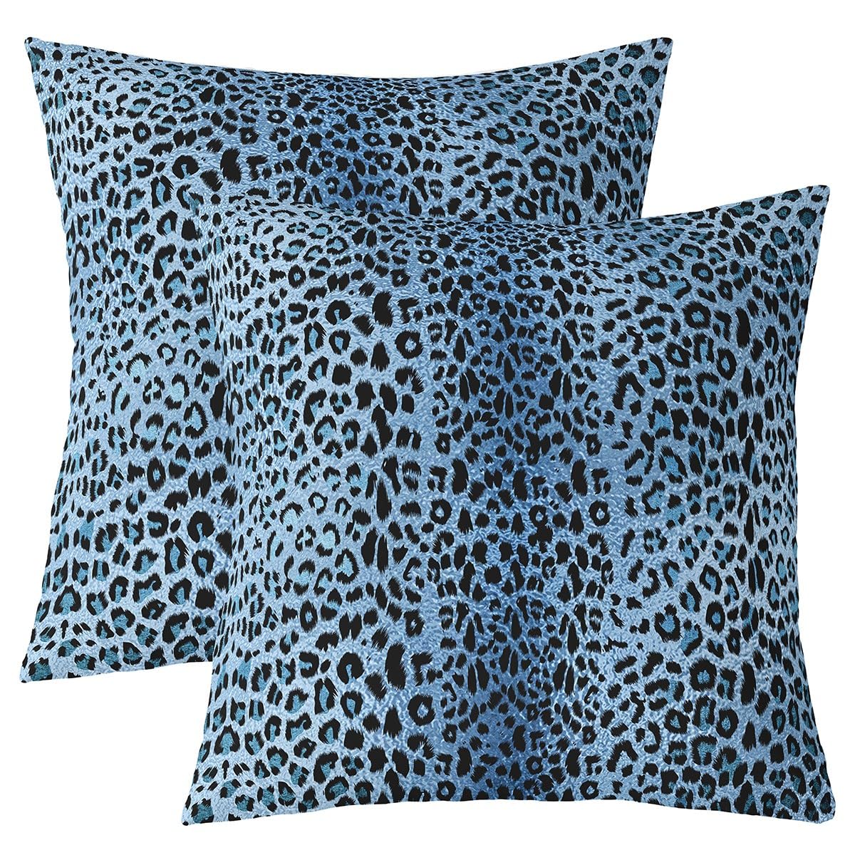Richhome Multi 17 Retro Blue Leopard Print Throw Pillow Covers,Jungle Wild Animals African Cheetah Skin Cushion Covers 18"X18" For Camper Office,Rustic Safari Animals Decor Pillowcases Set Of 2