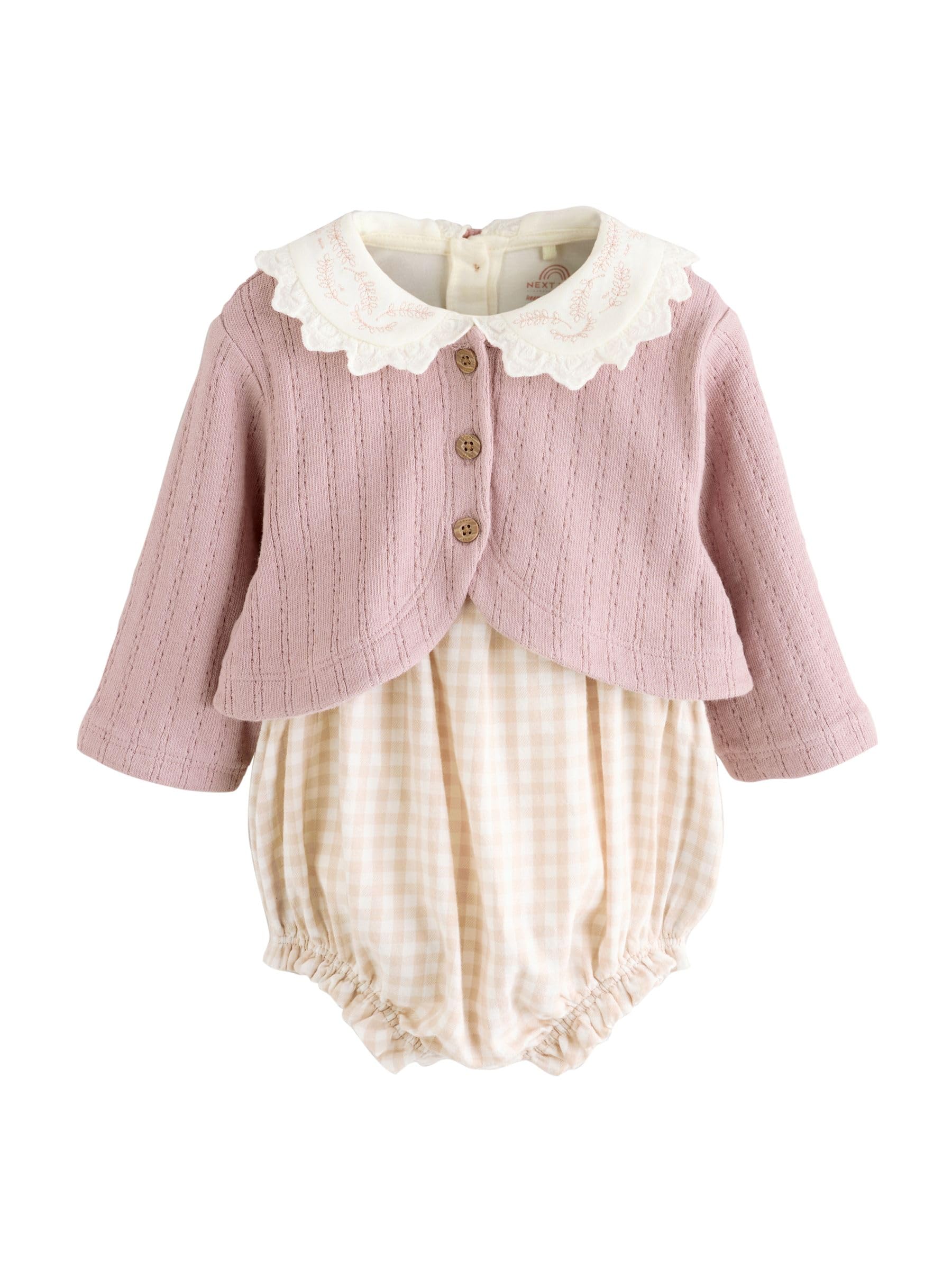 NEXT Baby Mädchen 4-teiliges Set mit Strampler, Langarm-Body und Strumpfhose
