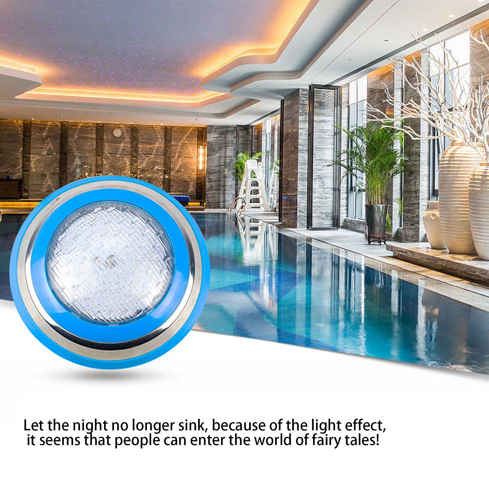 Fafeicy Luce Subacquea, Luce per Piscina a LED Simming Lampada da Parete Subacquea in Acciaio Inossidabile AC12V RGB Perline Lampada Ad Alta Potenza 18 Tasti, Luci Subacquee Continue (54W)