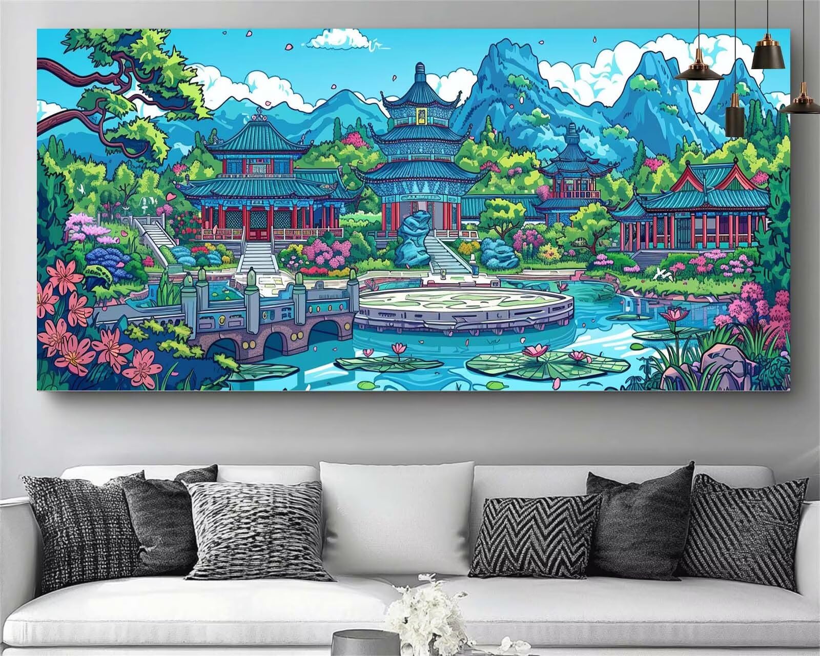 Japon Diamond Painting Jardin Diamond Painting Enfant Broderie Kit Complet, 5D Peinture Diamant Point de Croix Cristal Artisanat,DIY Tableau Strass Diamant Canevas Débutant Kit, Gifts 60x120cm M686