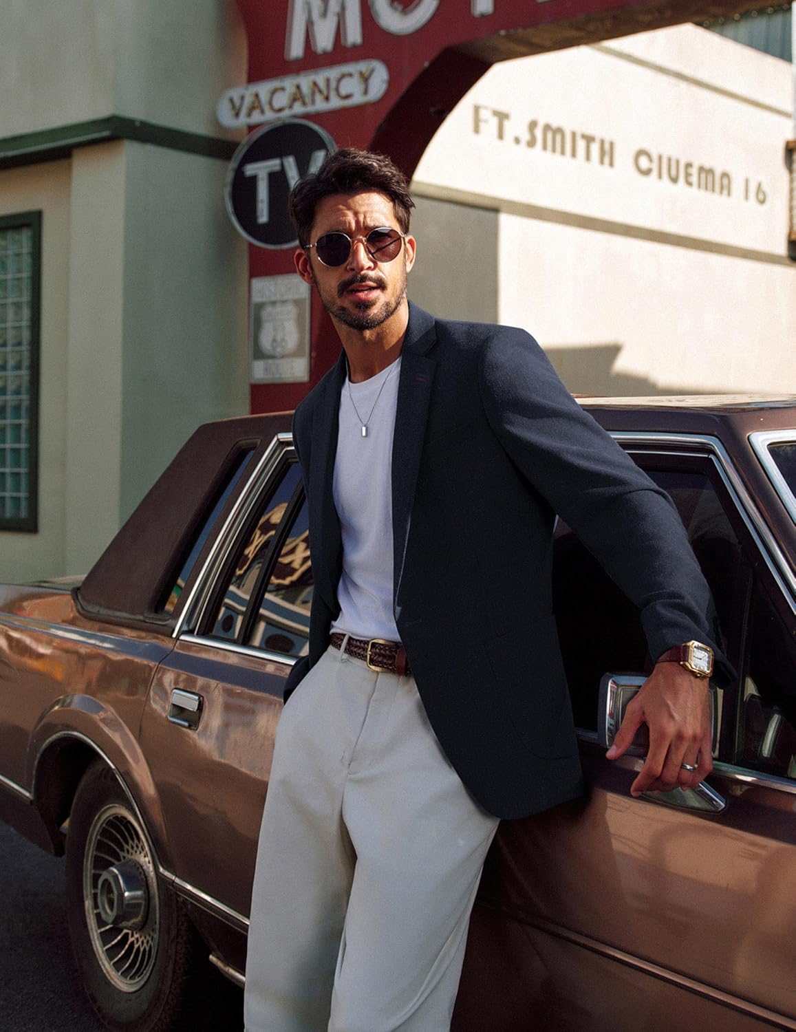 PJ PAUL JONES Mens Blazer Casual Sport Coats Lightweight One Button Suit Jacket for Summer - Image 2