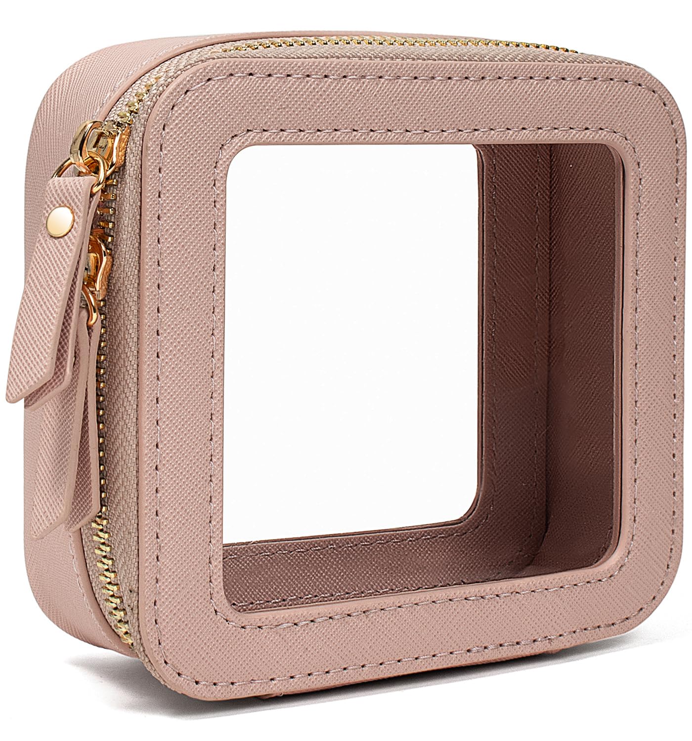 Small Clear Makeup Bag for Purse,Cute Travel Cosmetic Case Bag(Mini Nude)