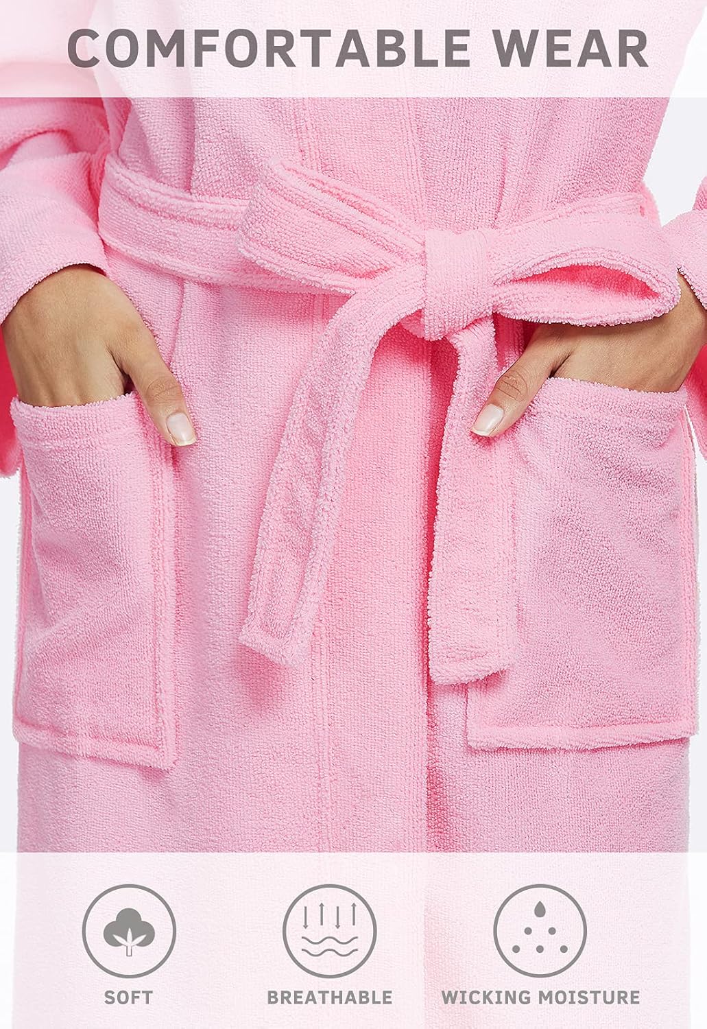 Orrpally Women Kimono Robes Lightweight Terry Cloth Bathrobe Knee Length Bath Robe - Image 4