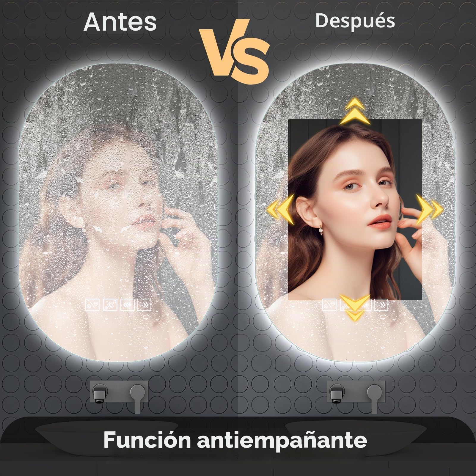 500 x 750 Bluetooth Música Espejo de Baño con Iluminación Regulable 3000K 4500K 6500K | Tiempo Antivaho IP44 Impermeable con Luz Memoria Inteligente para Hotel Hogar Oval