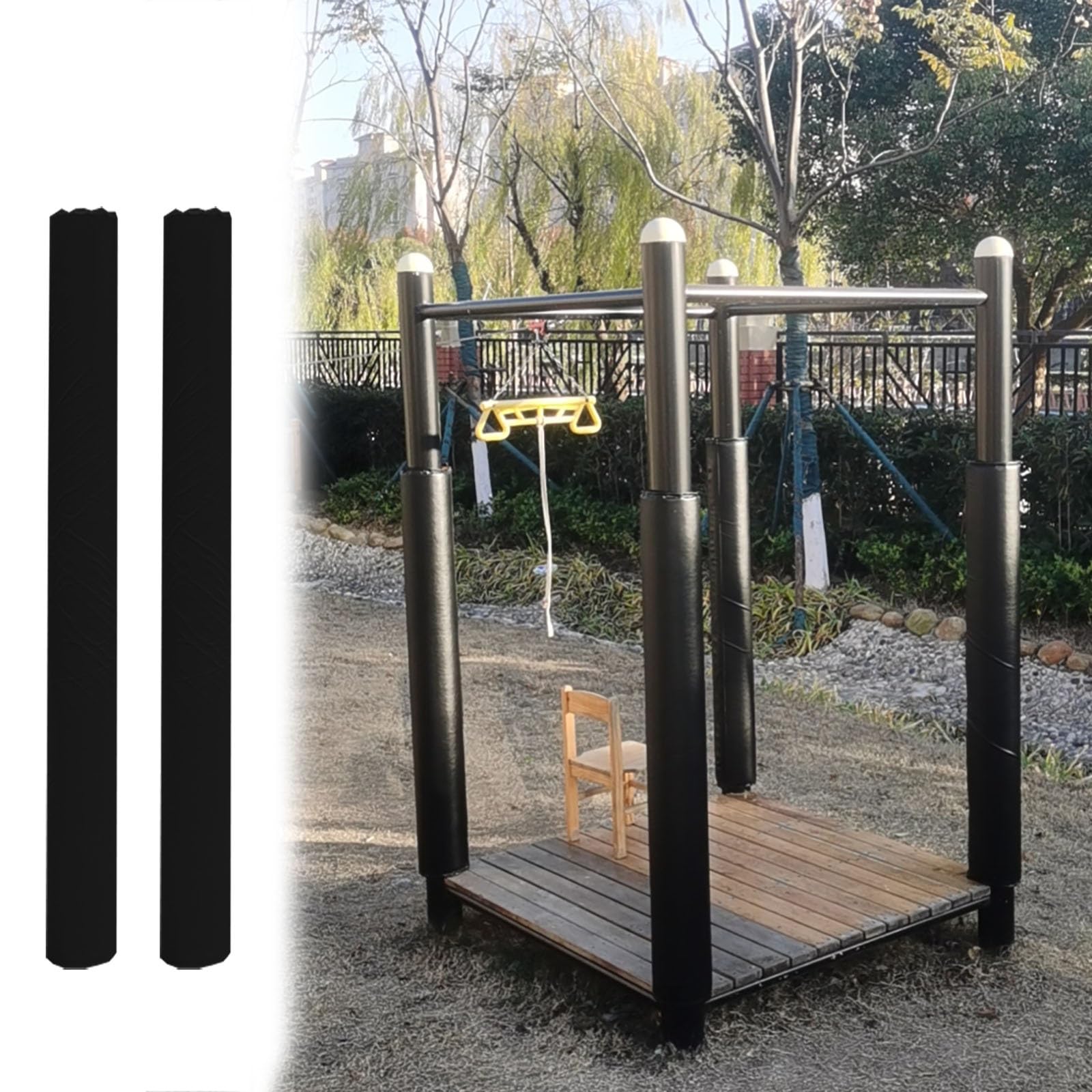 MLYAYE Playground Pole Padding 4.5 Inch Dia, Outside Parks Basketball Hoop Pad for Round Tube/Cement Post/Workout Pole, Vibration Damping, All-Weather Awning Columnar Cover(Set of 8,H 6ft)