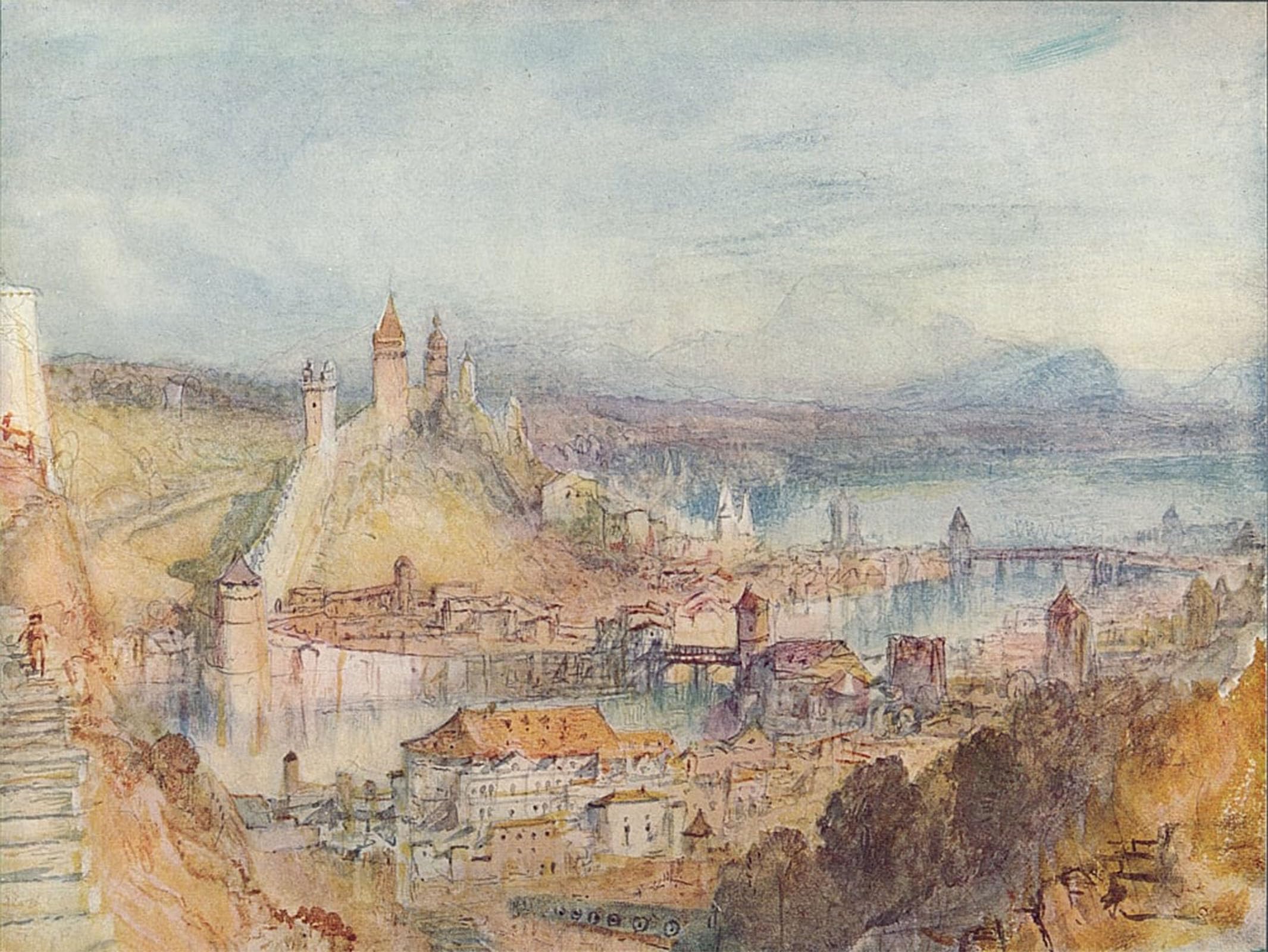 ARTXLXXBN Famous Prints Artwork Pictures Poster Painting Art Lucerne by Mallord William Turner Artwork Landscape Pictures for Home Decor 60x90cm