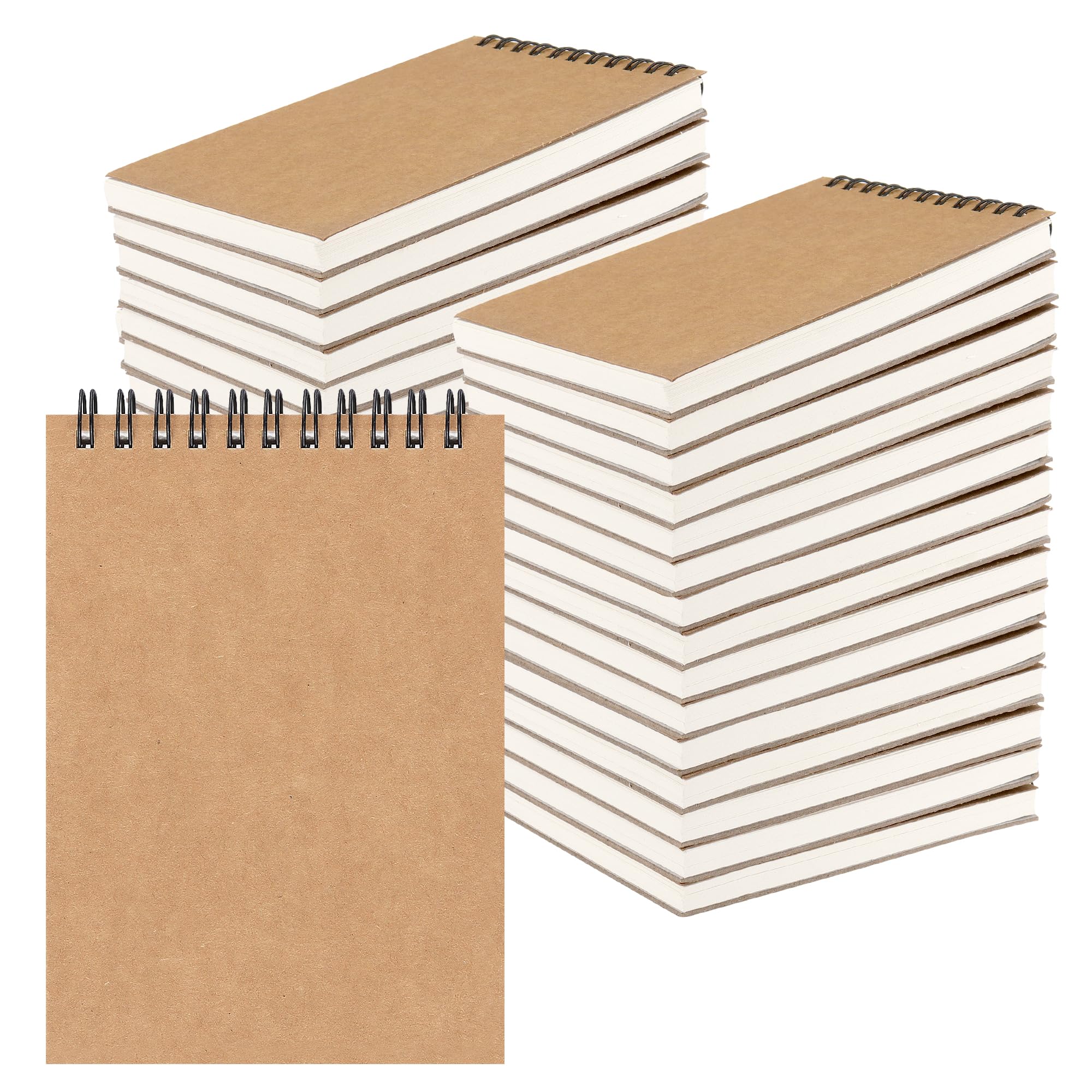 DAKFOOK 30 Pcs A6 Sketchbooks, 30 Sheets 60 Pages 160gsm Up Flip Spiral Bound Sketch Pads, A6 Drawing Pad, Kraft Cover Art Scrapbooks for Drawing and Taking Notes
