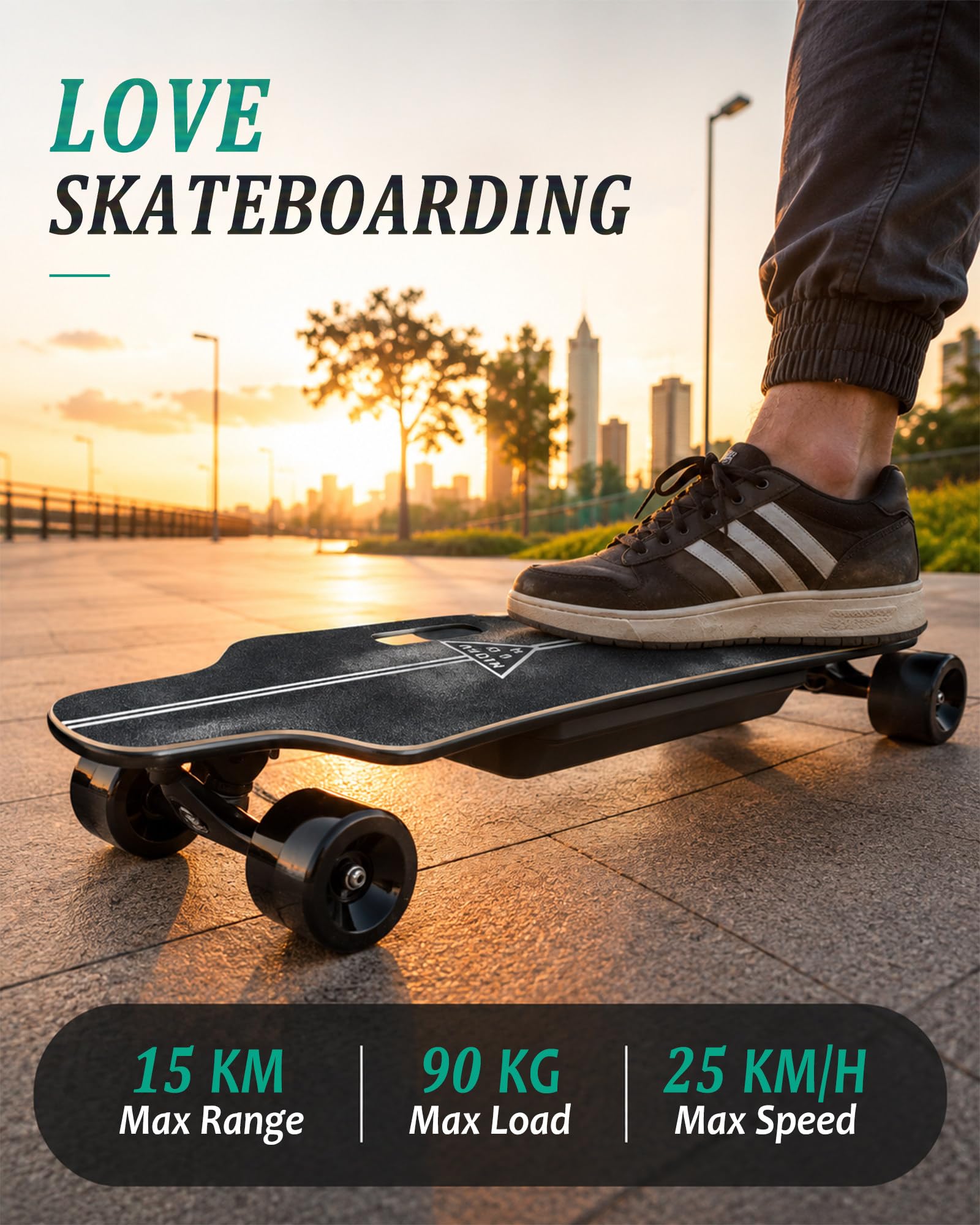Skateboard Électrique Tout-Terrain, Longboard Électrique pour Adultes 300W | Moteur 300W/700W, Vitesse Maximale de 25 km/h, Autonomie de 15 km, Plateau en Érable 7 Plis, Capacité de Charge de 90 kg