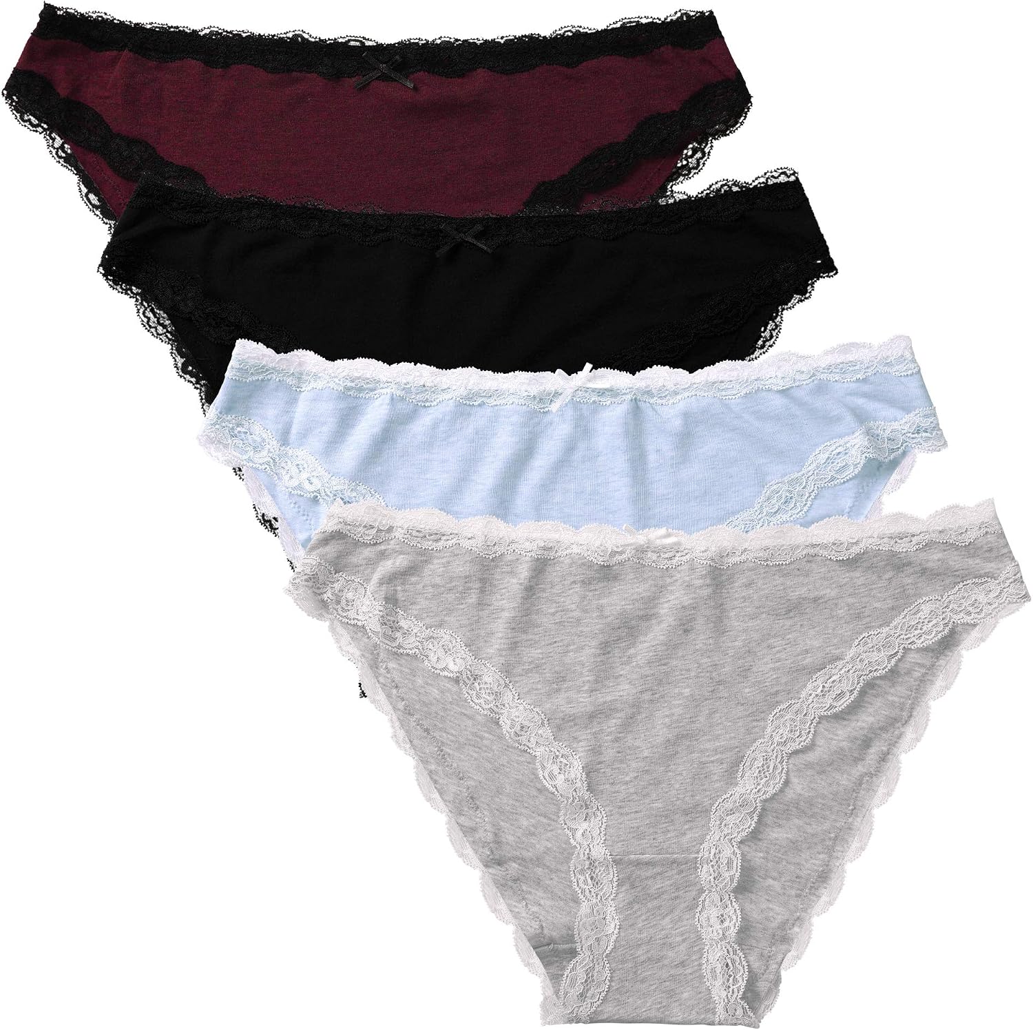 ATTRACO Women's Underwear Soft Lace Hipster Panties Stretch Nylon Mid-Rise Briefs 4 Pack