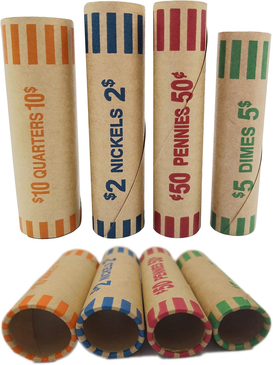 Preformed Coin Roll Wrappers 128 Assorted Pack 32 Coin Wrappers Each 