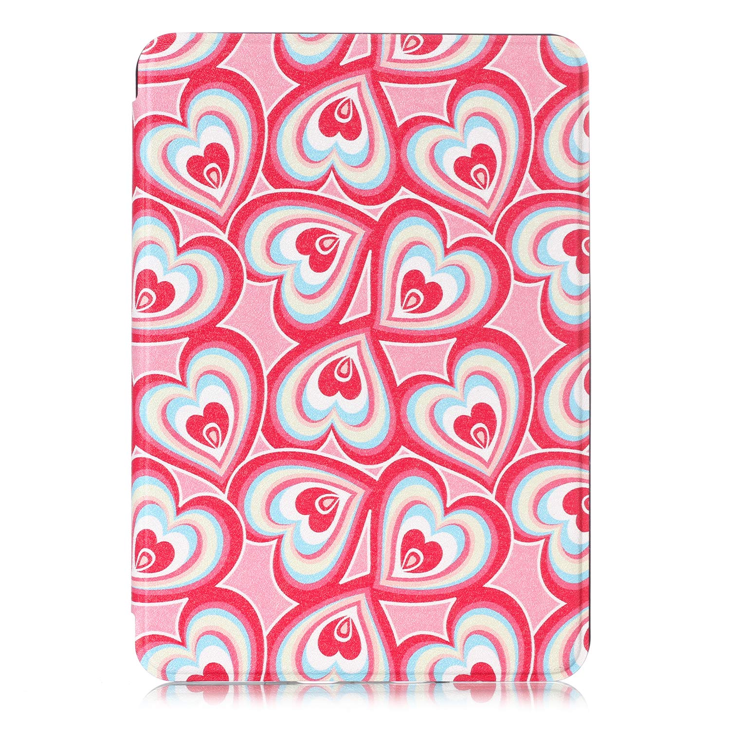 HBS PU Painted Lightweight Leather Smart Cover for All 10th Generation-2018 Kindle Paperwhite with Auto Wake/Sleep (Pink Heart)