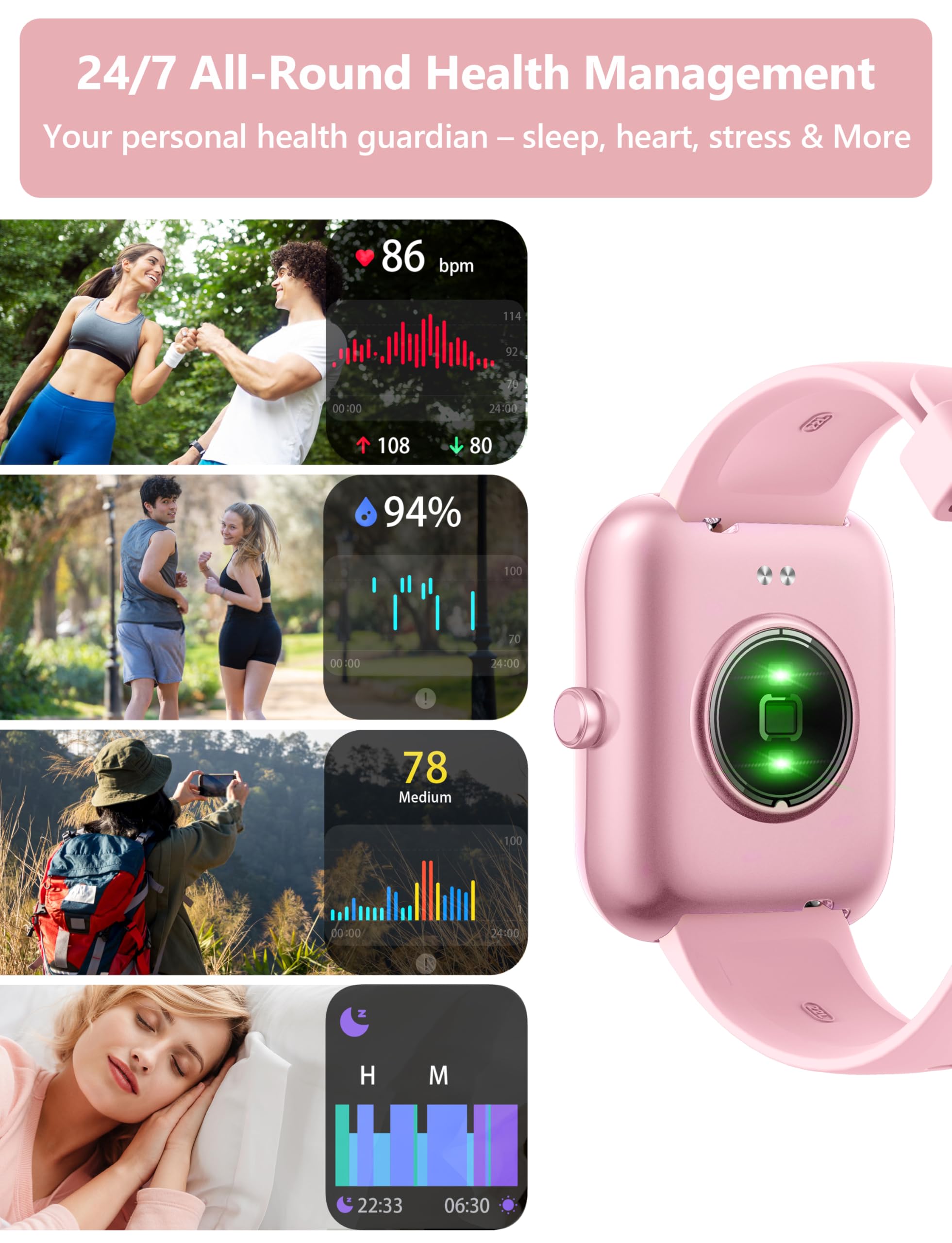 KALINCO Smartwatch Uomo e Donna, App VeryFit, Orologio con 100+ Sport, Alexa Integrata, Funzione Chiamata, Monitoraggio della Frequenza Cardiaca e del Sonno, per Telefoni Android e iOS KALINCO Smartwatch Uomo e Donna, App VeryFit, Orologio con 100+ Sport, Alexa Integrata, Funzione Chiamata, Monitoraggio della Frequenza Cardiaca e del Sonno, per Telefoni Android e iOS
