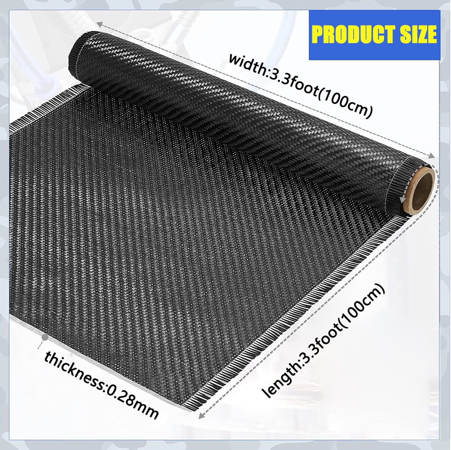 Hoja de tela de tela de fibra de carbono - Tejido de sarga 3K/240G | 100x100cm