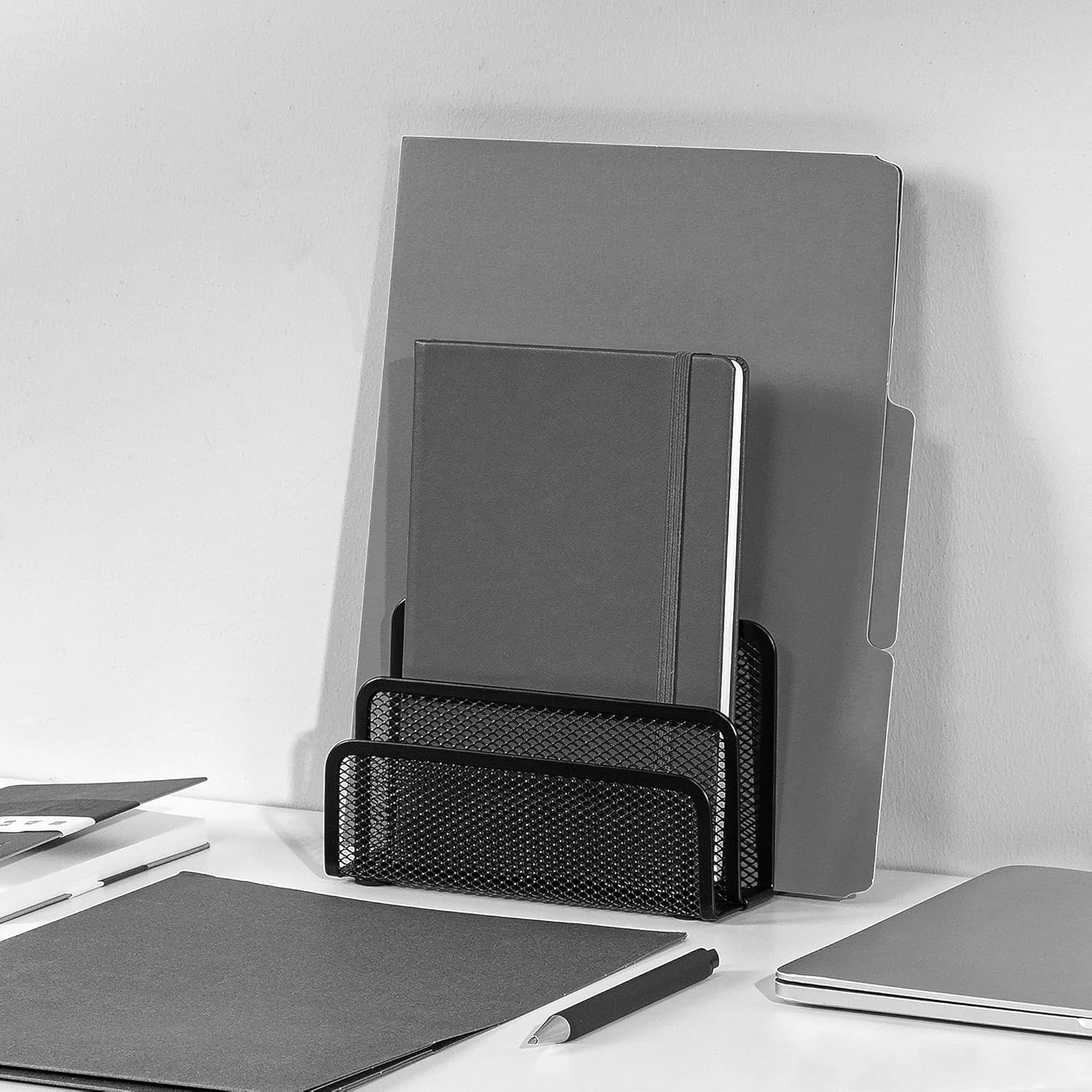  Basics Mail Organizer Letter Holder for Desk, Metal Mesh with 3 Vertical Compartments, 2 Pack : Office Products
