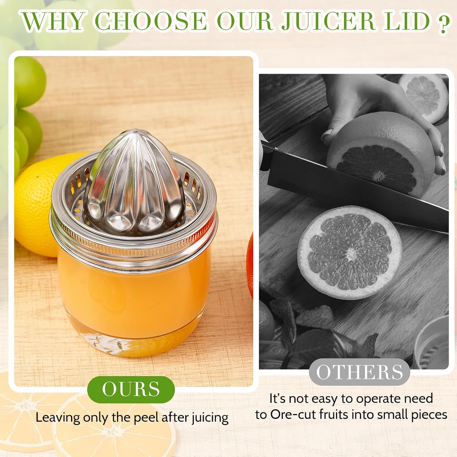 Lemonroad 4 Pcs Mason Jar Juicer Lid for Lemon Citrus Reamer