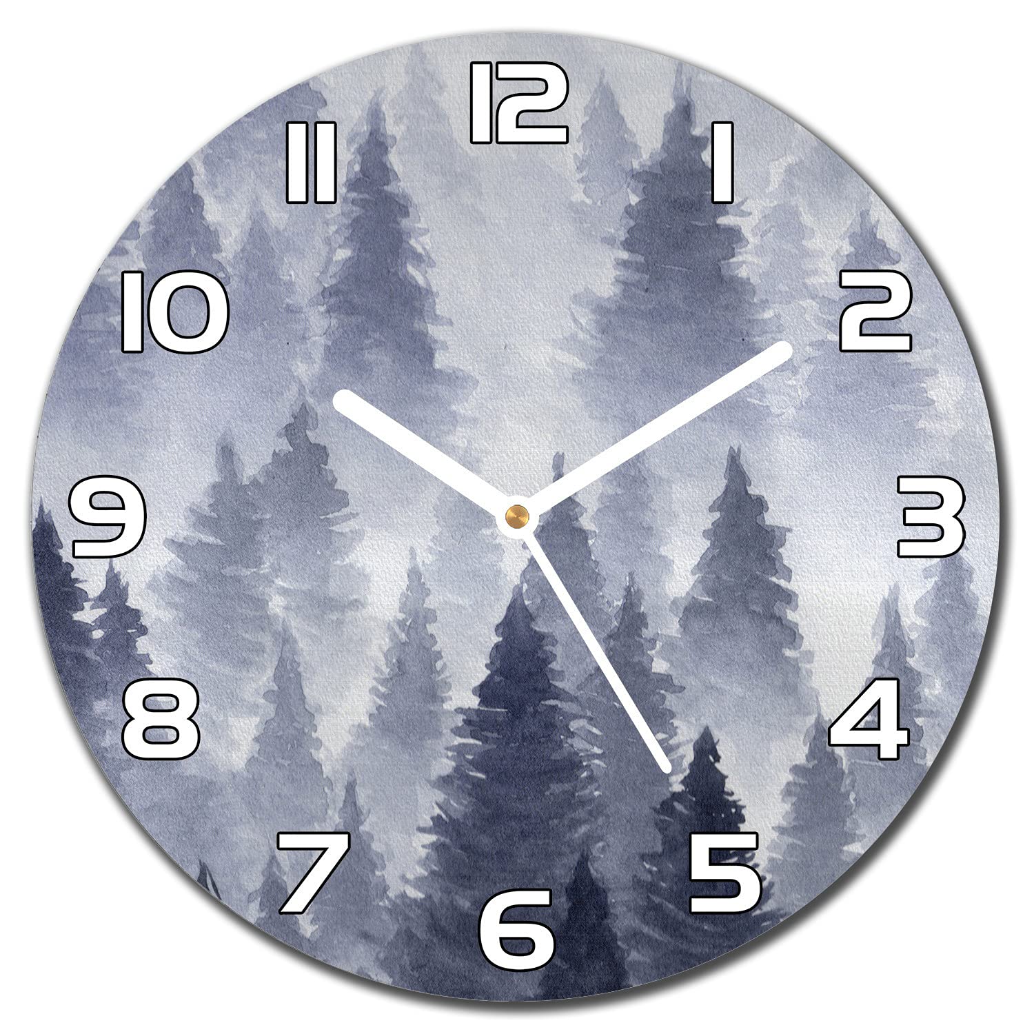 Horloge en Verre Murale Cuisine Salon Pendule Ronde Moderne 30cm
