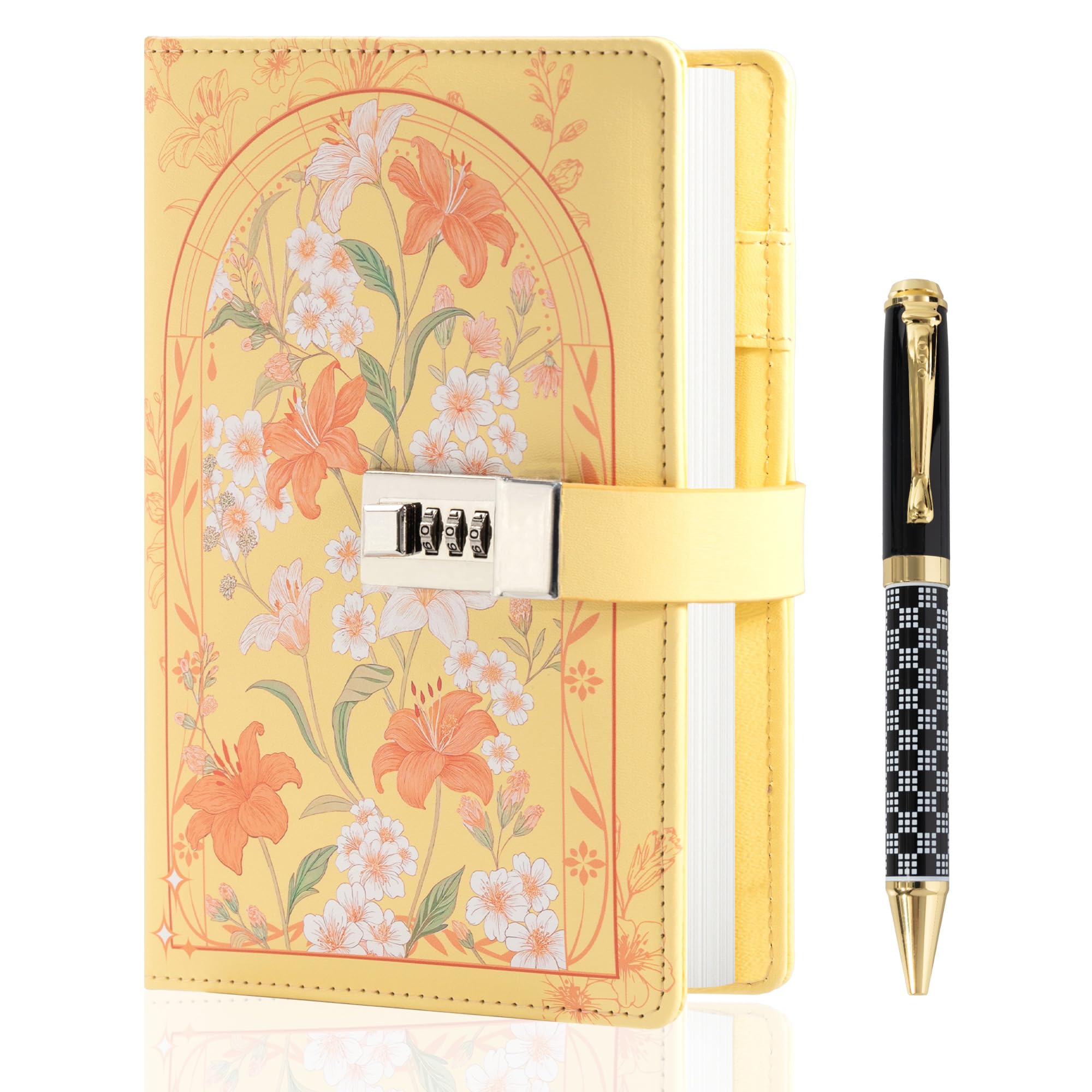 MGGAO Diary with Lock, A5 Lined Journal with Pen and Gift Box