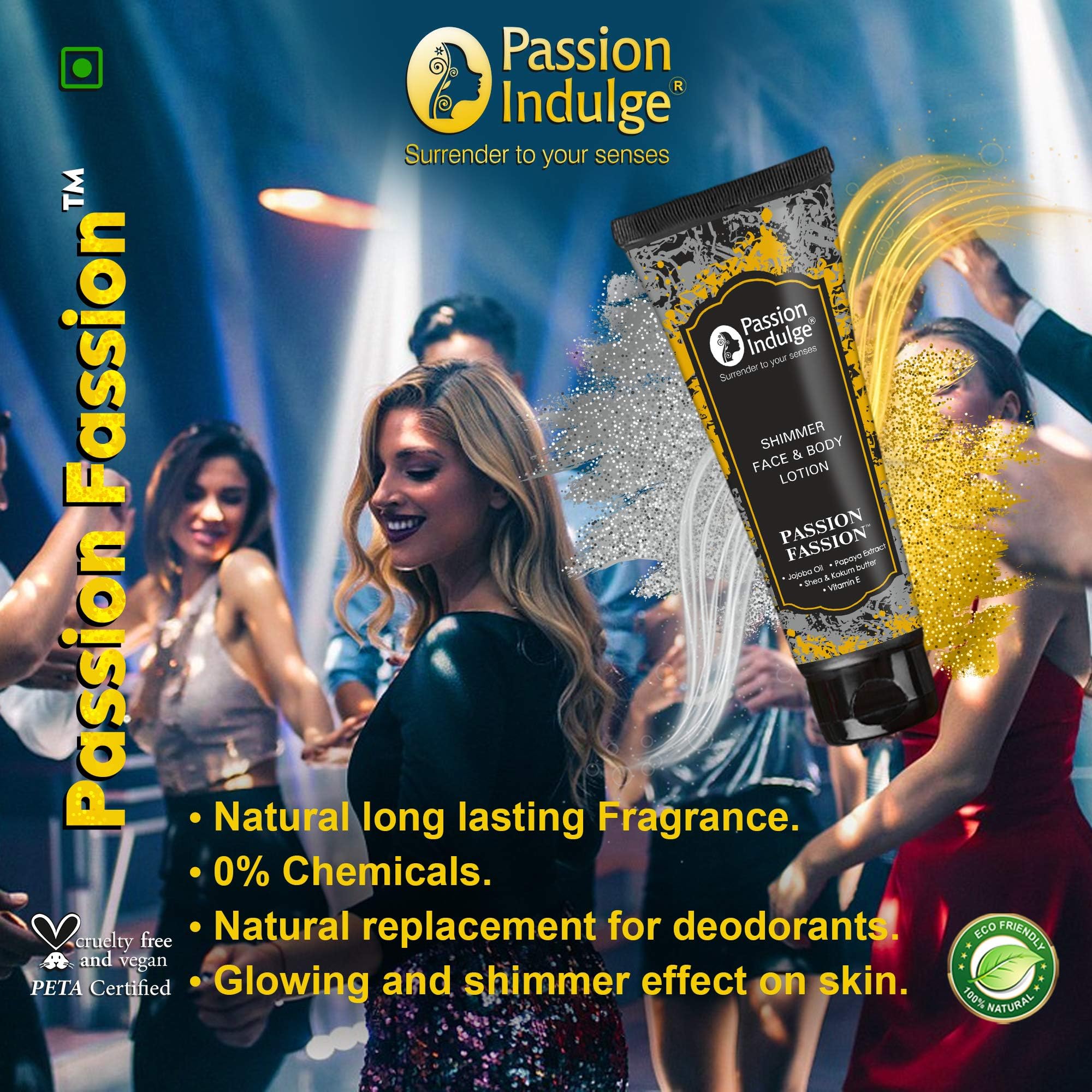 Passion Indulge Passion Fassion Gold and Silver Shimmer Bling Lotion, 100 ml (Pack of 1) - Image 4